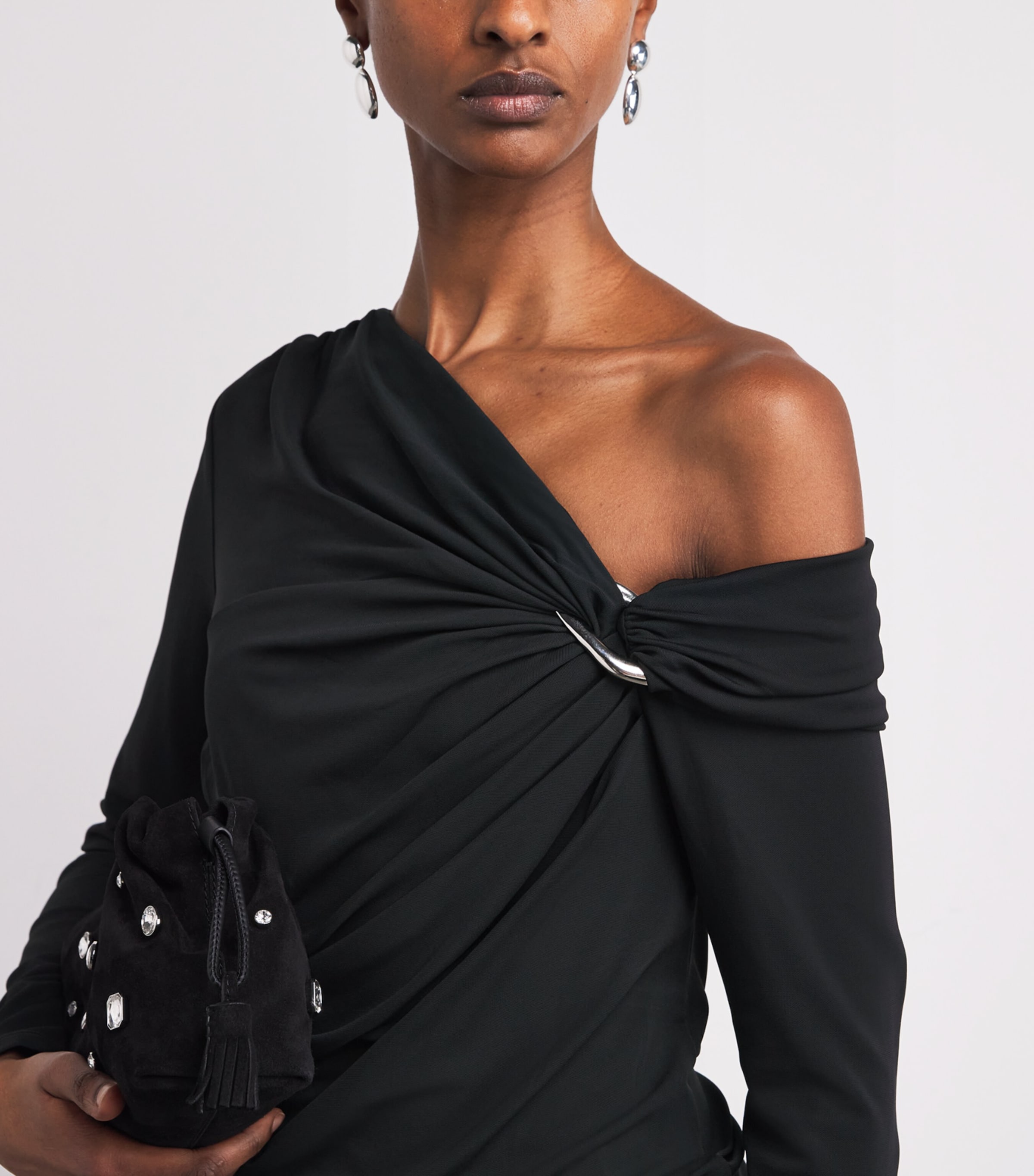 Veronica Beard Black Off-The-Shoulder Lozea Top | Harrods US