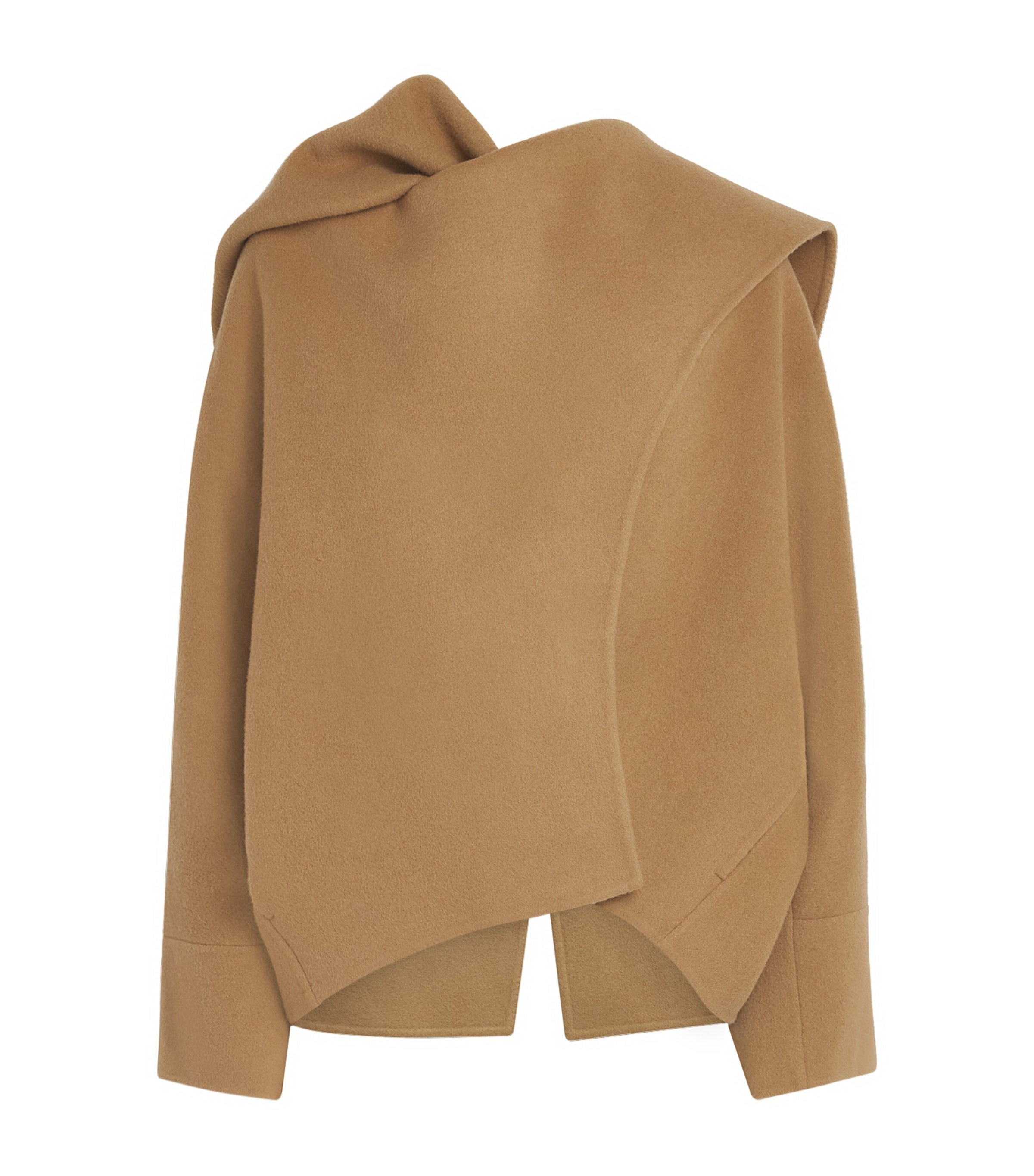 Source Unknown Wool Nuage Scarf Coat In Beige