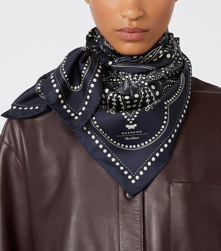 Weekend Max Mara Silk Print Square Scarf Midnightblue Image 2
