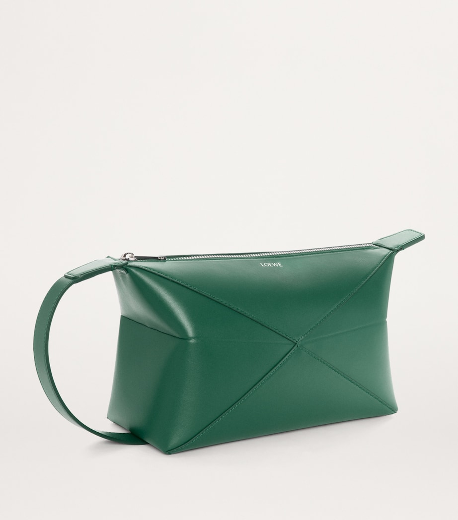 LOEWE Leather Puzzle Fold Wash Bag Evergreen Image 3