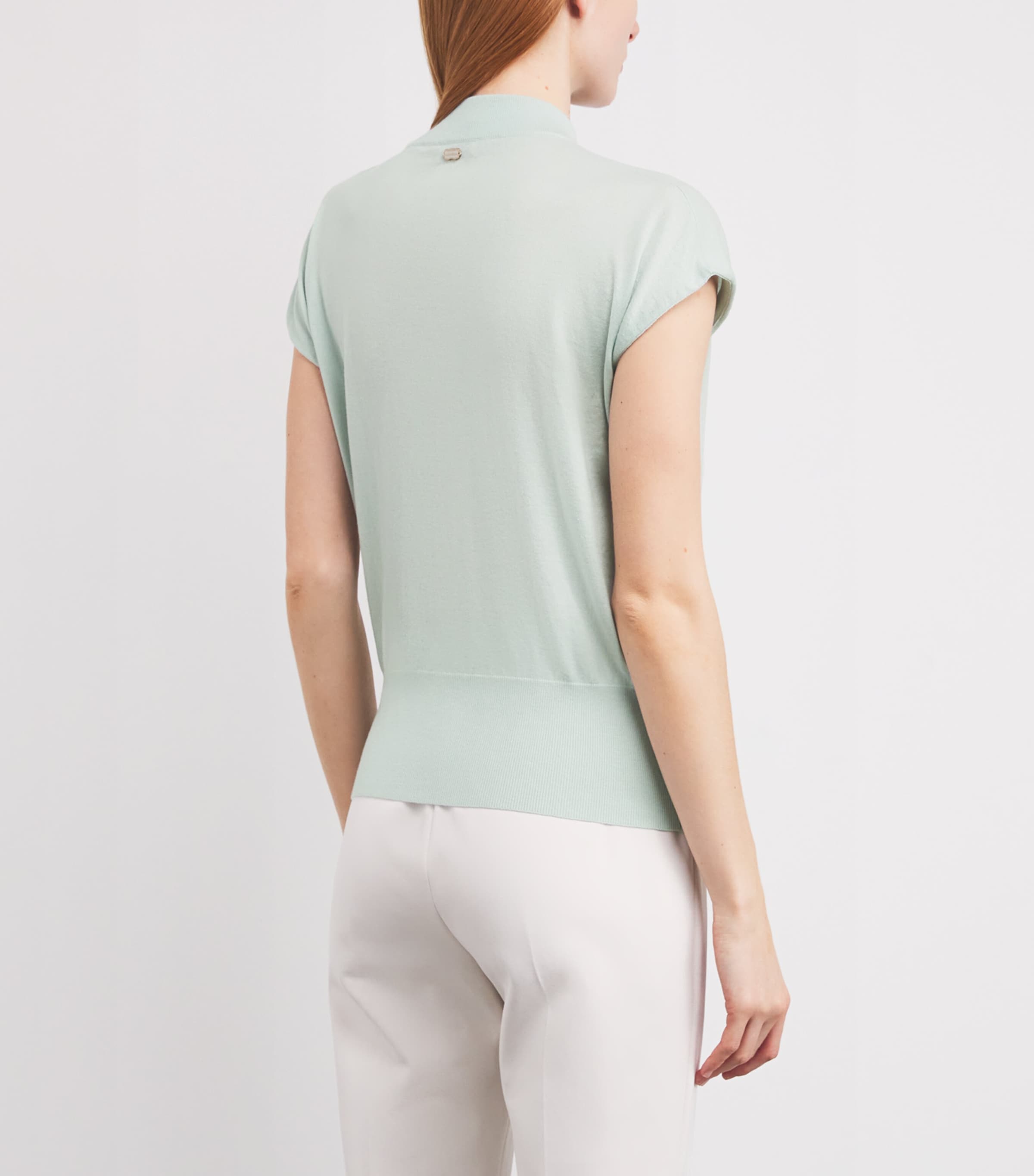 Agnona Womens Cashmere Short-Sleeve Sweater Light Green Image 4