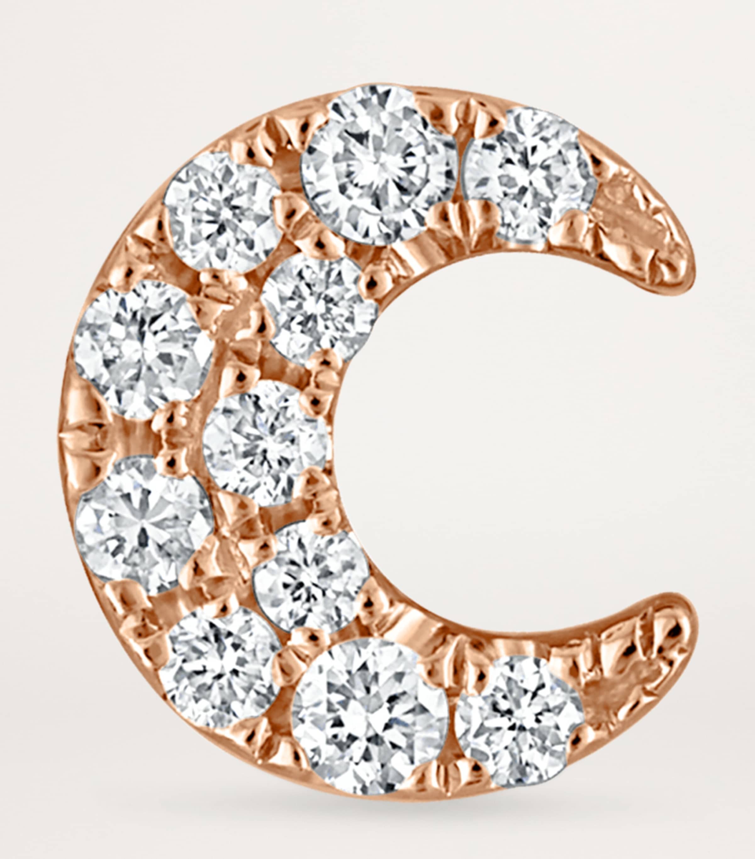 Gold Diamond Moon Threaded Stud Earring (4.5mm) ROSE GOLD Image 3