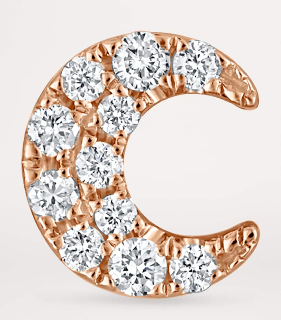 Gold Diamond Moon Threaded Stud Earring (4.5mm) ROSE GOLD Image 3