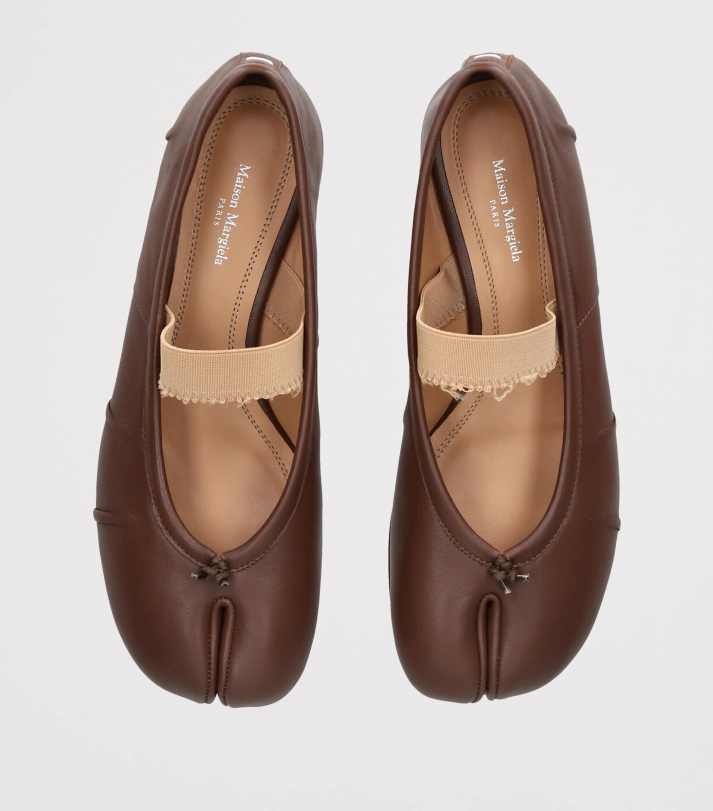 Leather Tabi Ballet Flats BROWN Image 4