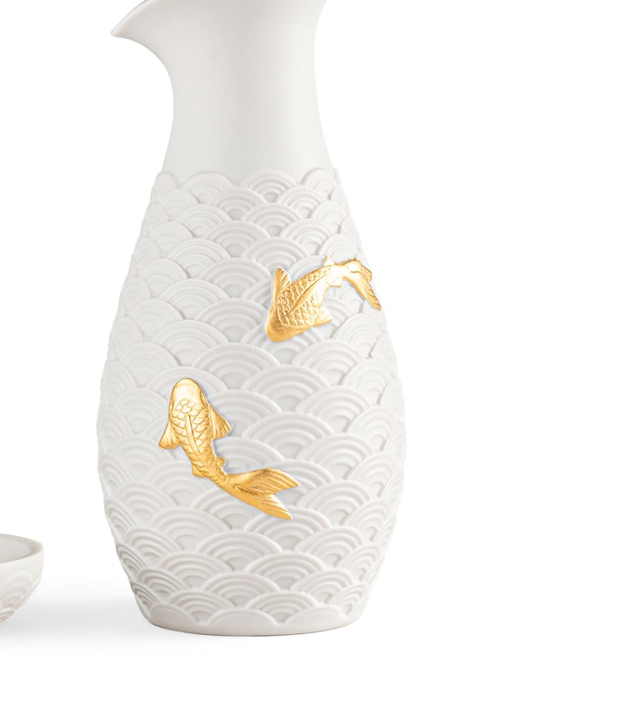Lladró Porcelain Koi Soya Set White & Gold Image 4