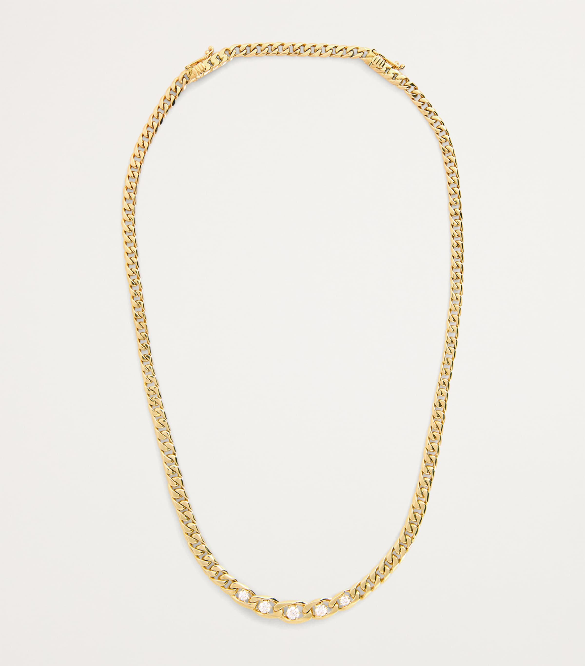 Jade Trau Yellow Gold and Diamond Piper Chain Necklace Yellow Gold Image 3