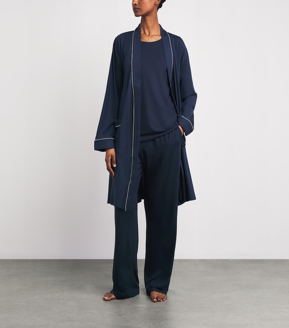 Derek Rose Womens Micro Modal Lara Pyjama Top Navy Image 2