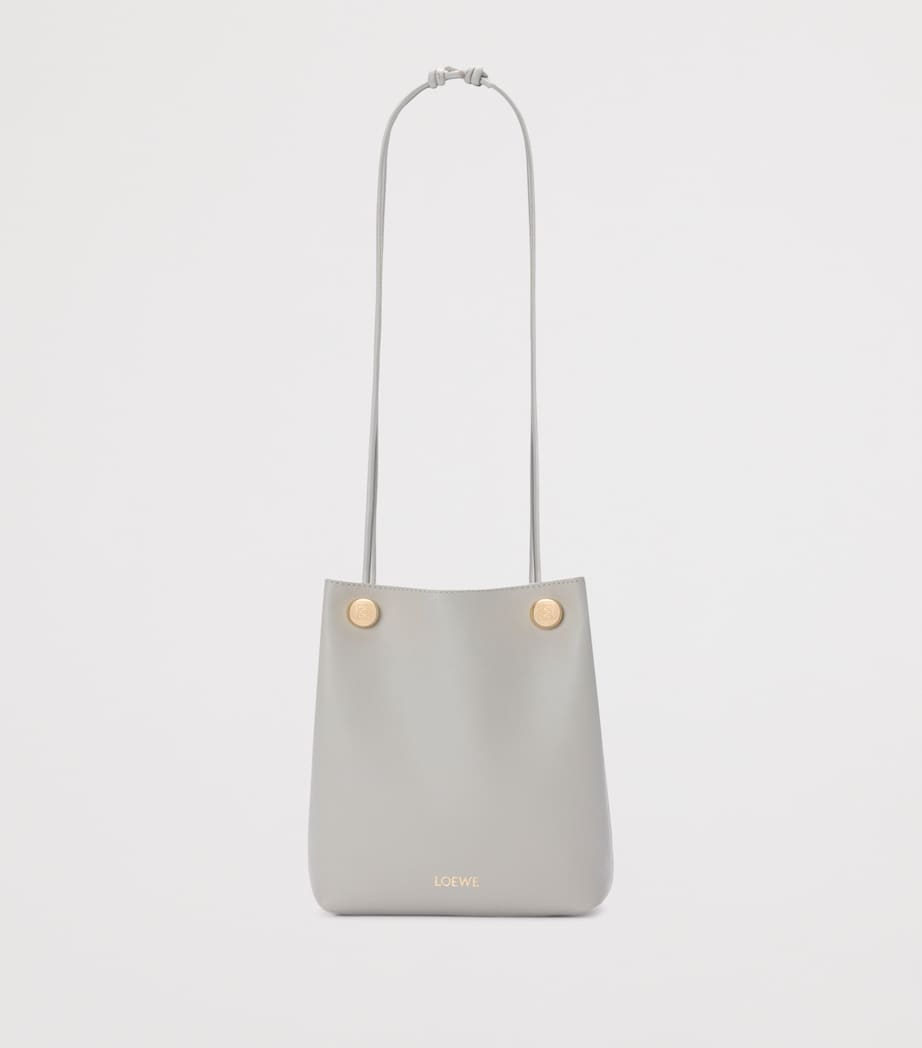 Leather Pebble Pouch Bag SHELL GREY Image 4