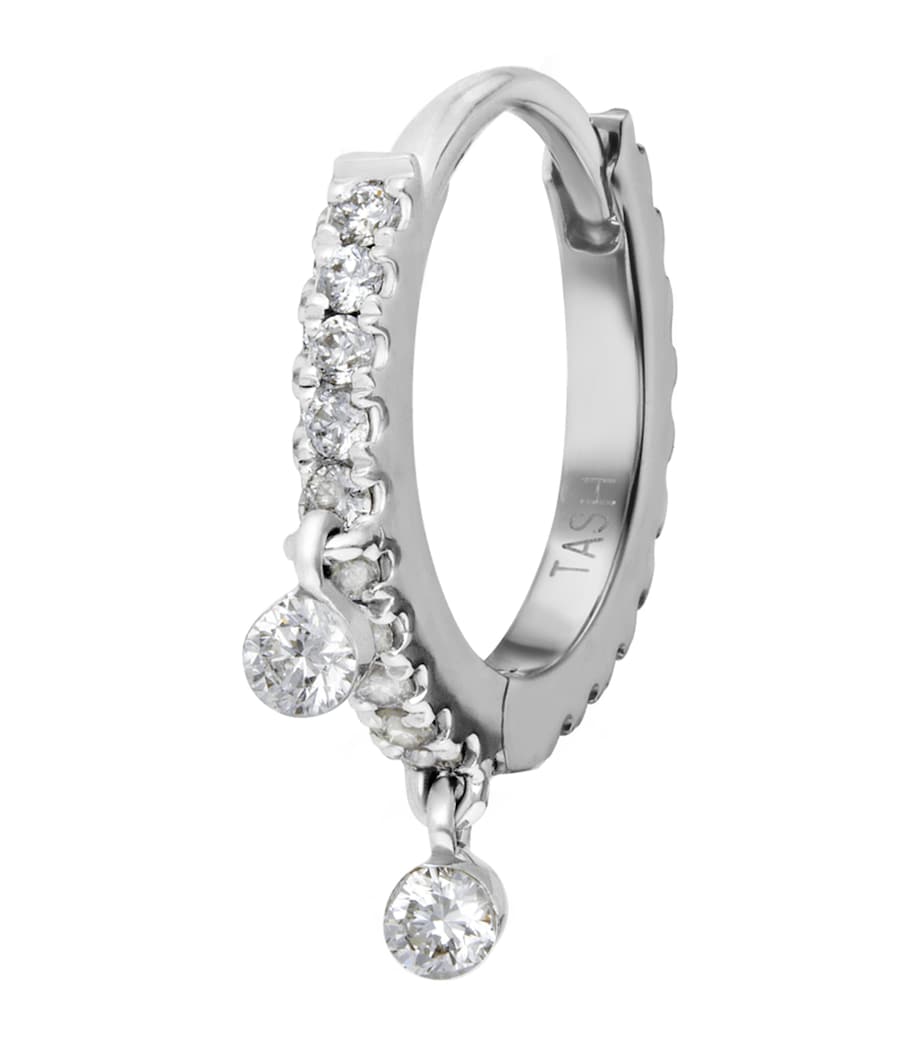Maria Tash Diamond Eternity Double Dangle Single Hoop Earring 8mm White Gold Image 1
