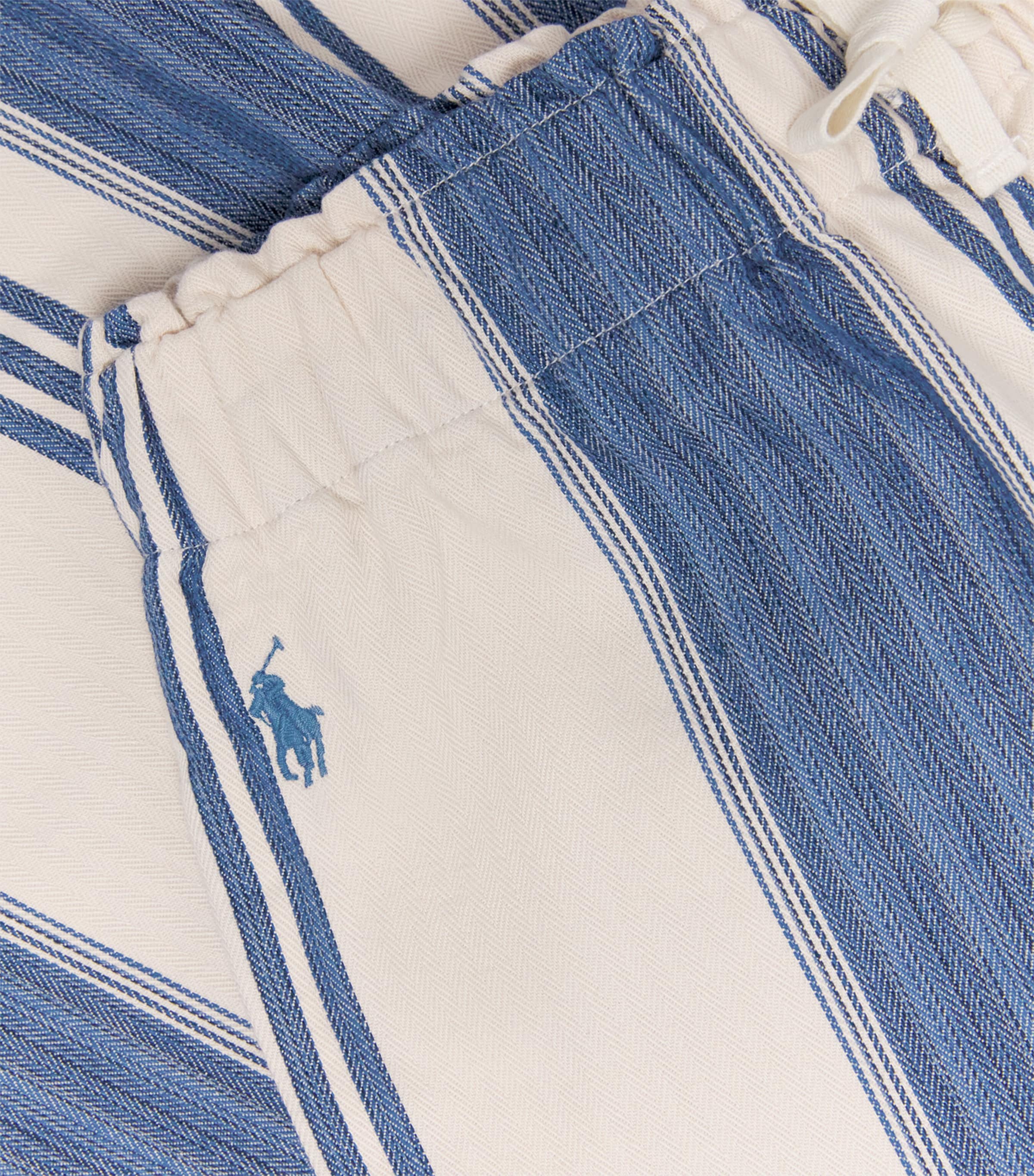 Cotton Stripe Trousers (7-16 Years) CRM/BLU Image 3
