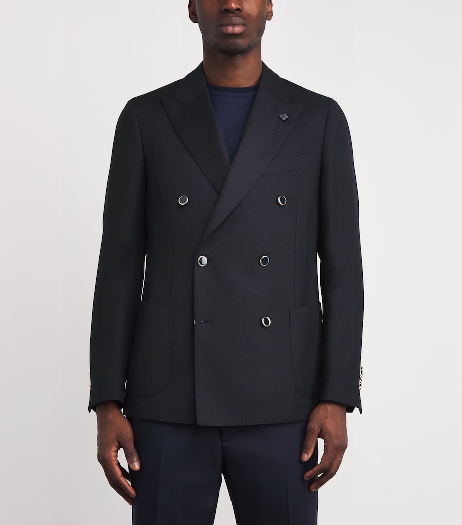 Wool Double-Breasted Blazer 860 NAVY Image 3