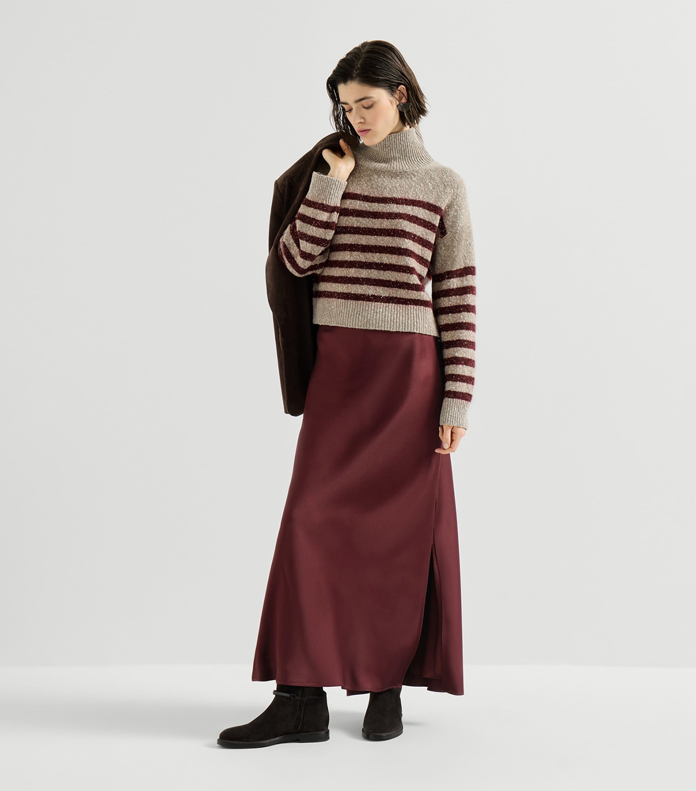 Brunello Cucinelli Womens Satin Maxi Skirt Image 2
