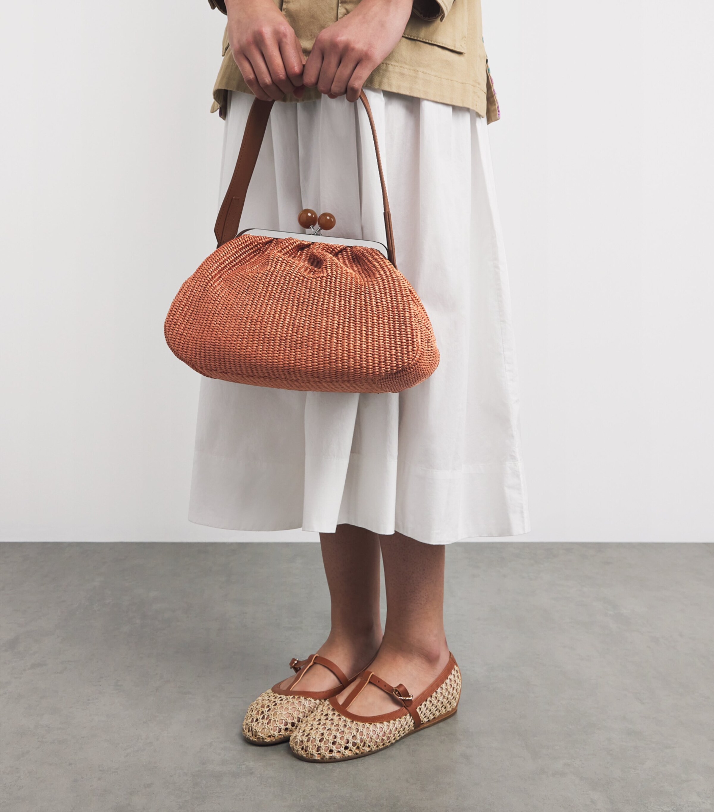 Large Raffia-Effect Pasticcino Bag RUST Image 6