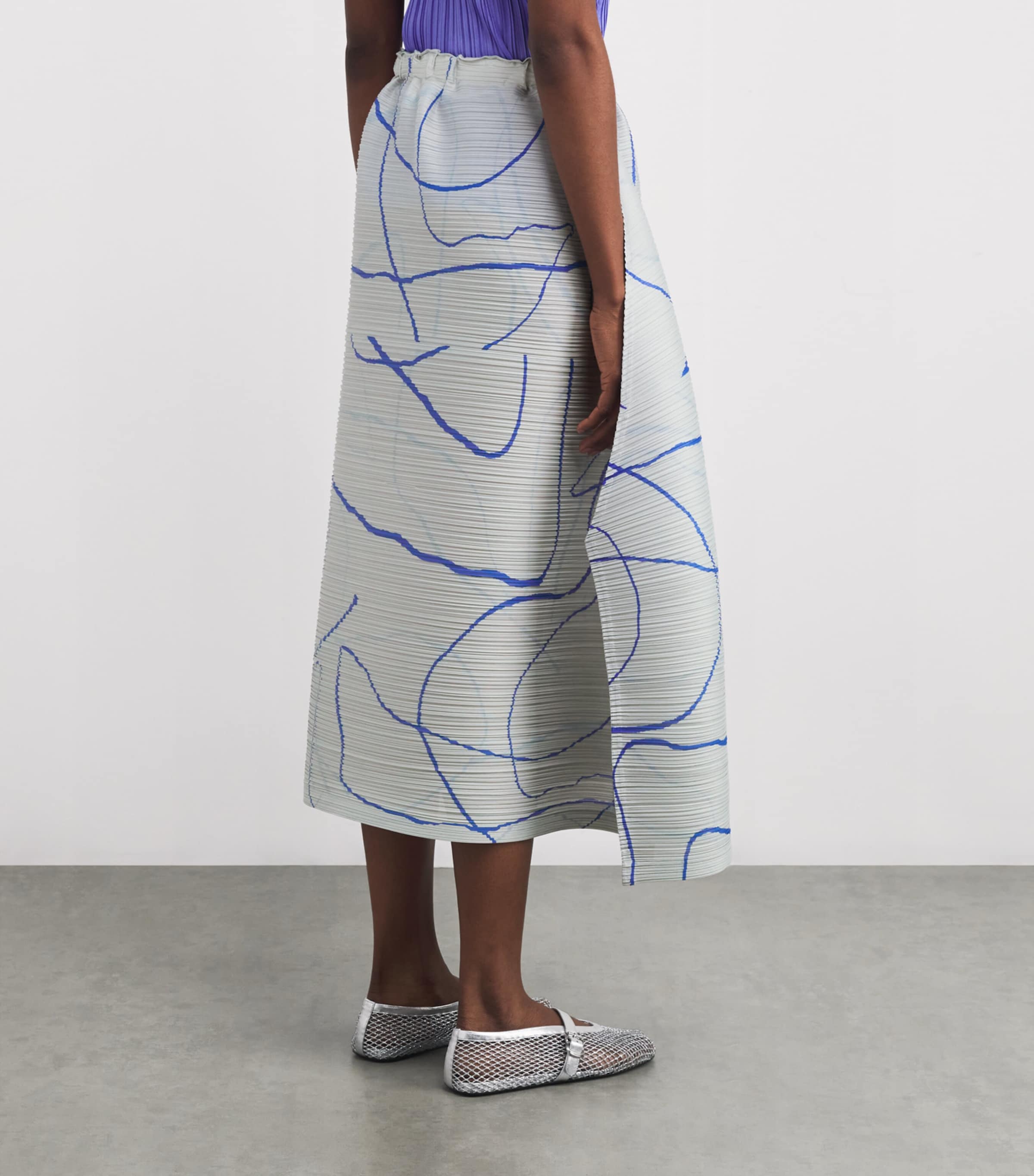 Printed Pause Midi Skirt GREY Image 4