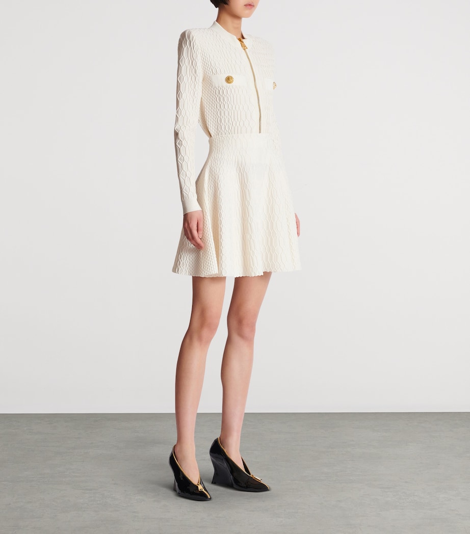 Crocodile-Knit Flared Midi Skirt 0KA NATUREL Image 4