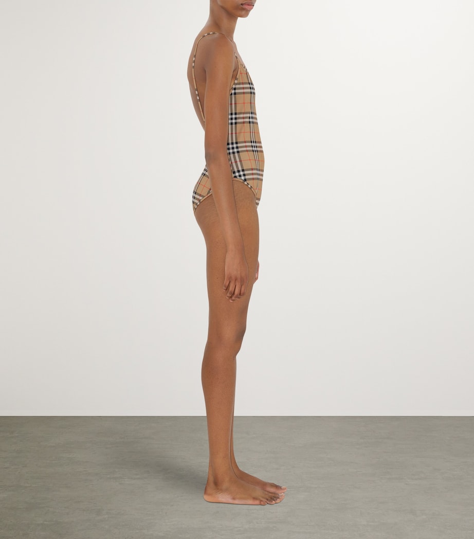Burberry Womens Check Swimsuit Archive Beige Ip Chk Image 3