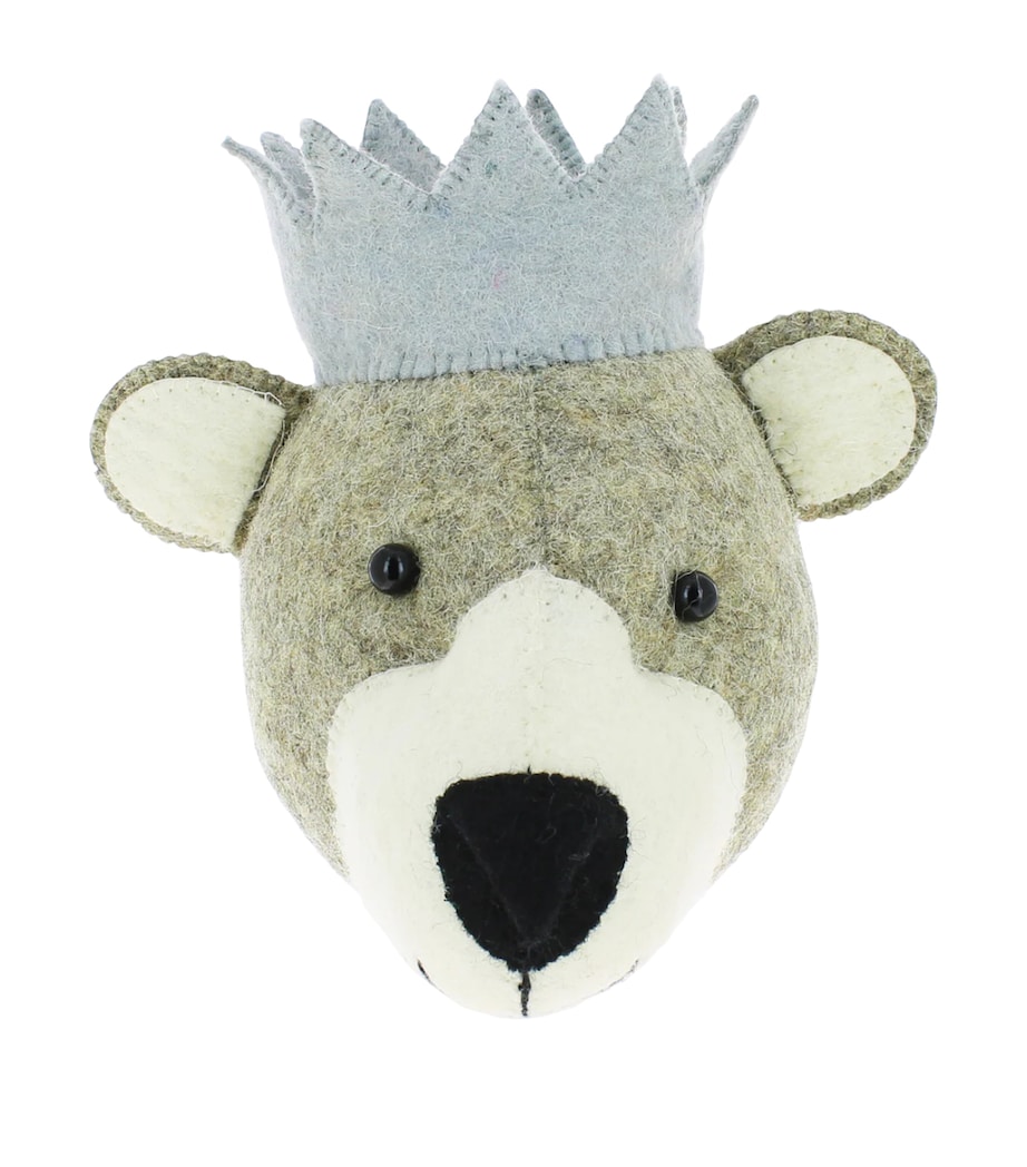 Mini Organic Wool Bear Head Decoration (23cm) GREY Image 1