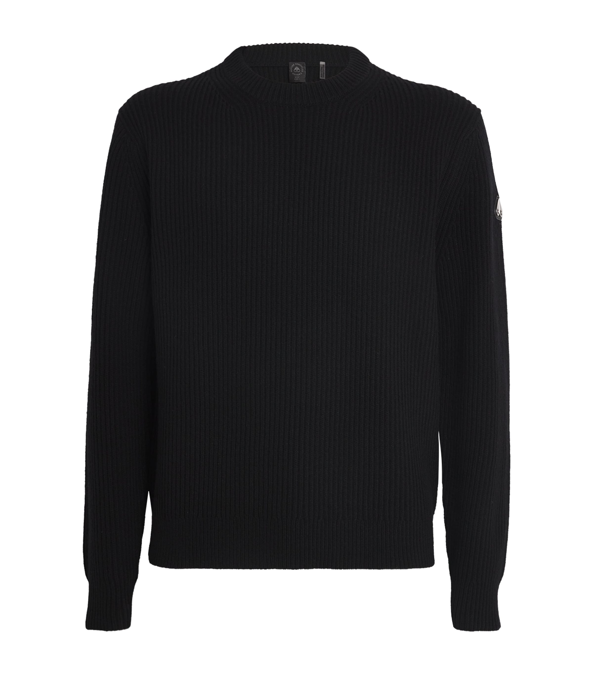 Shop Moose Knuckles Wool-blend Ribbed Sweater In Black