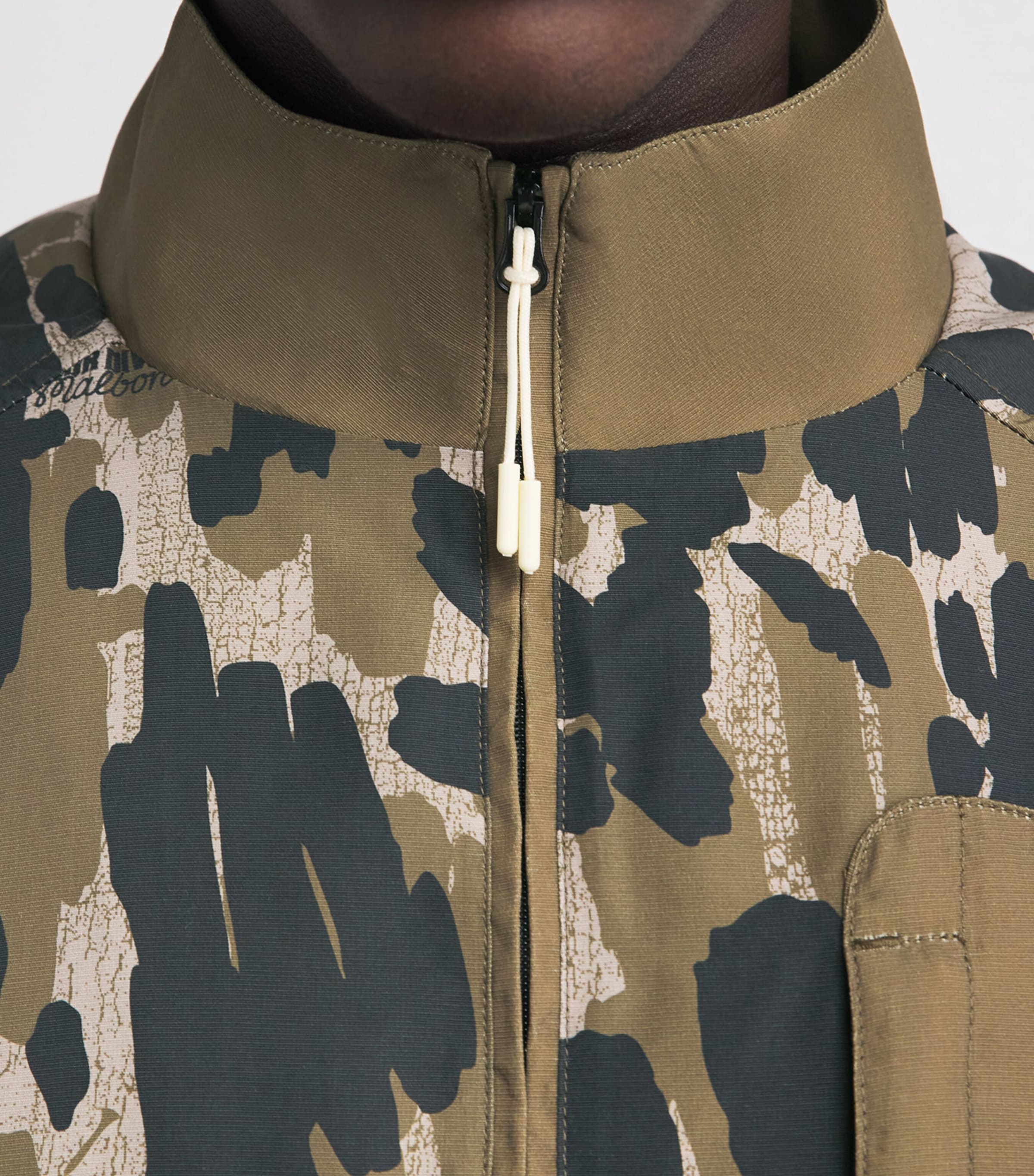 Malbon Mens Tour Divot Zip-Up Shirt Bark Camo Image 3