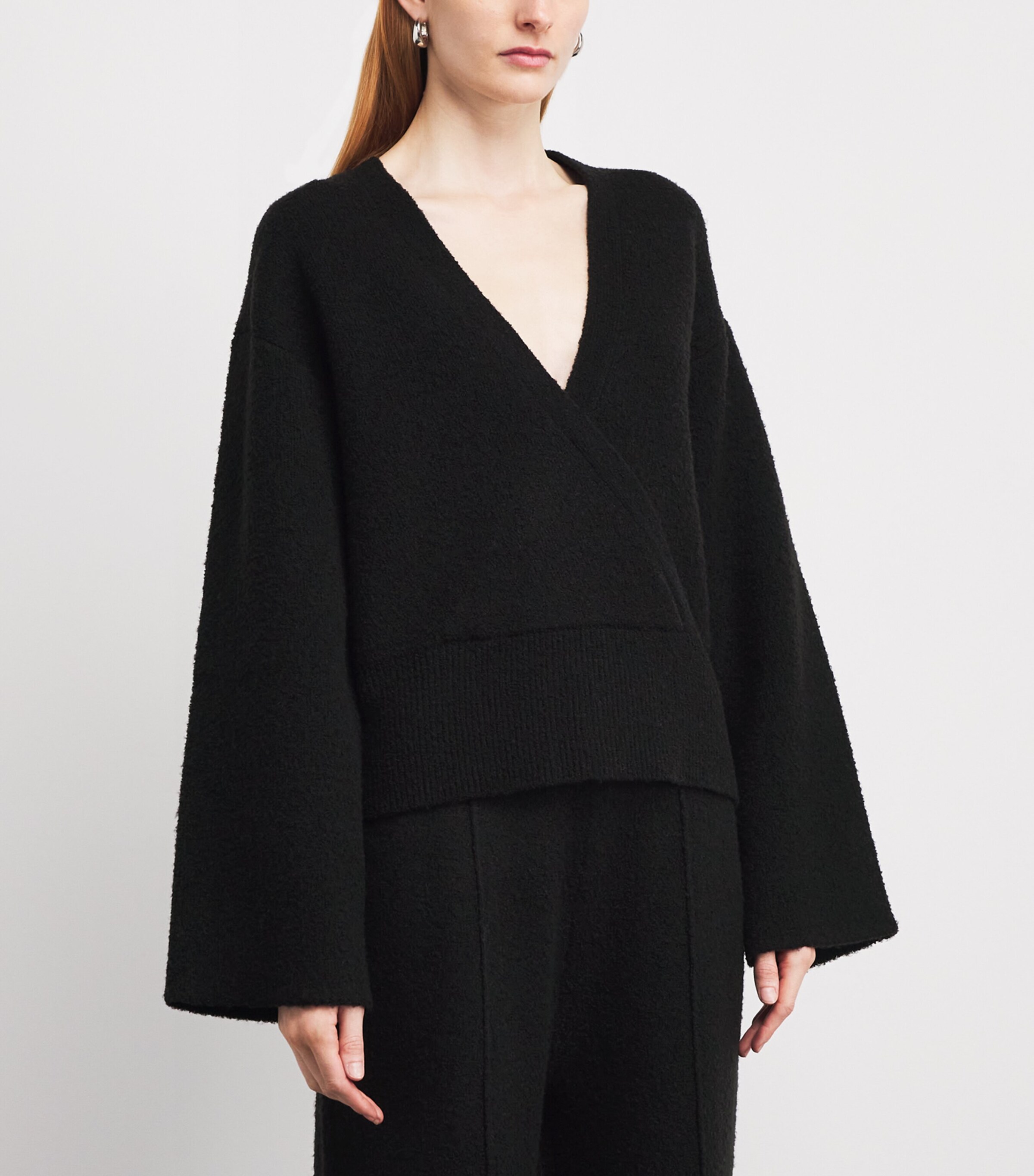 Wool-Blend Wrap Sweater 001 BLACK Image 3