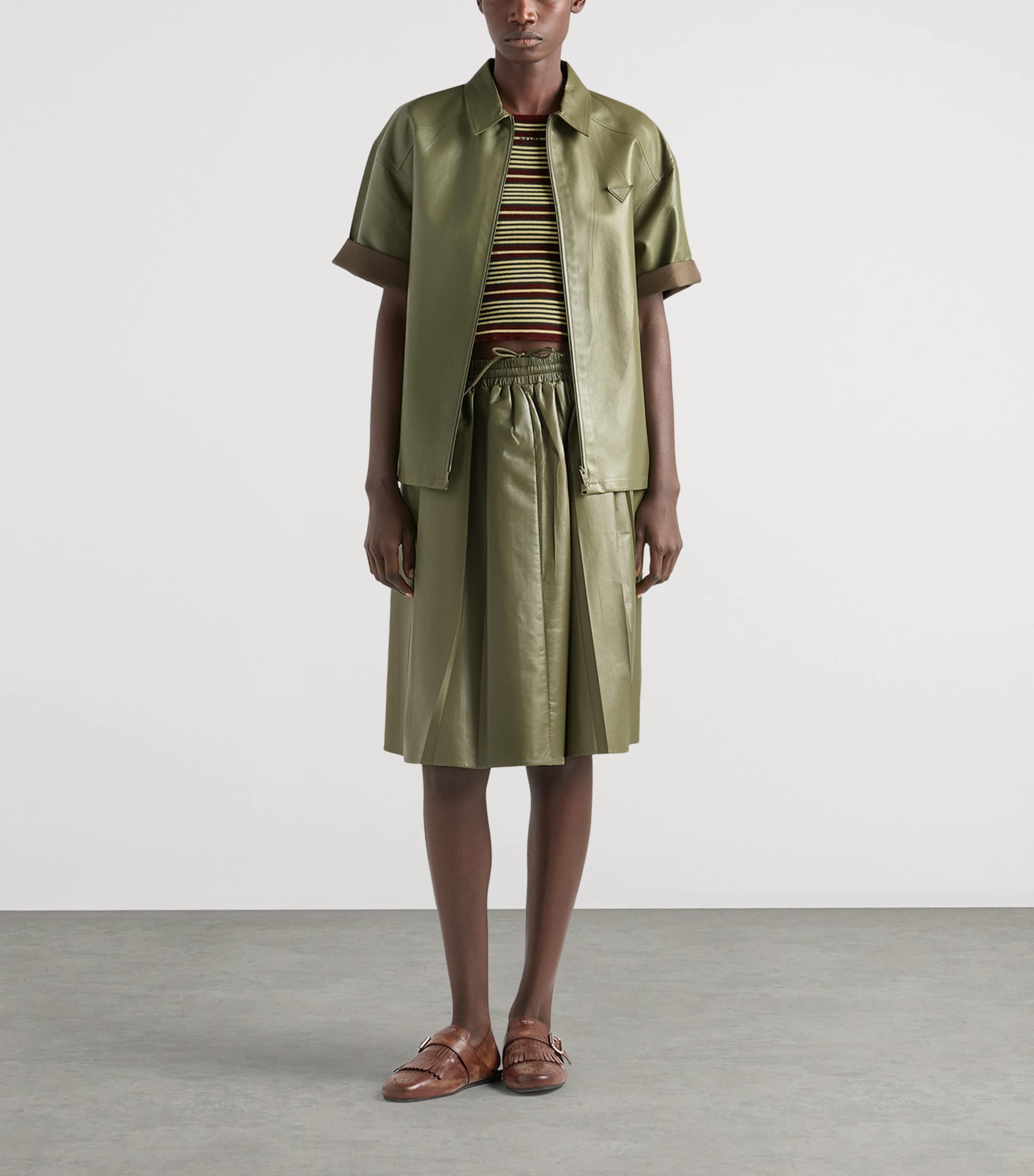 Prada Womens Short-Sleeve Stripe Sweater Image 2