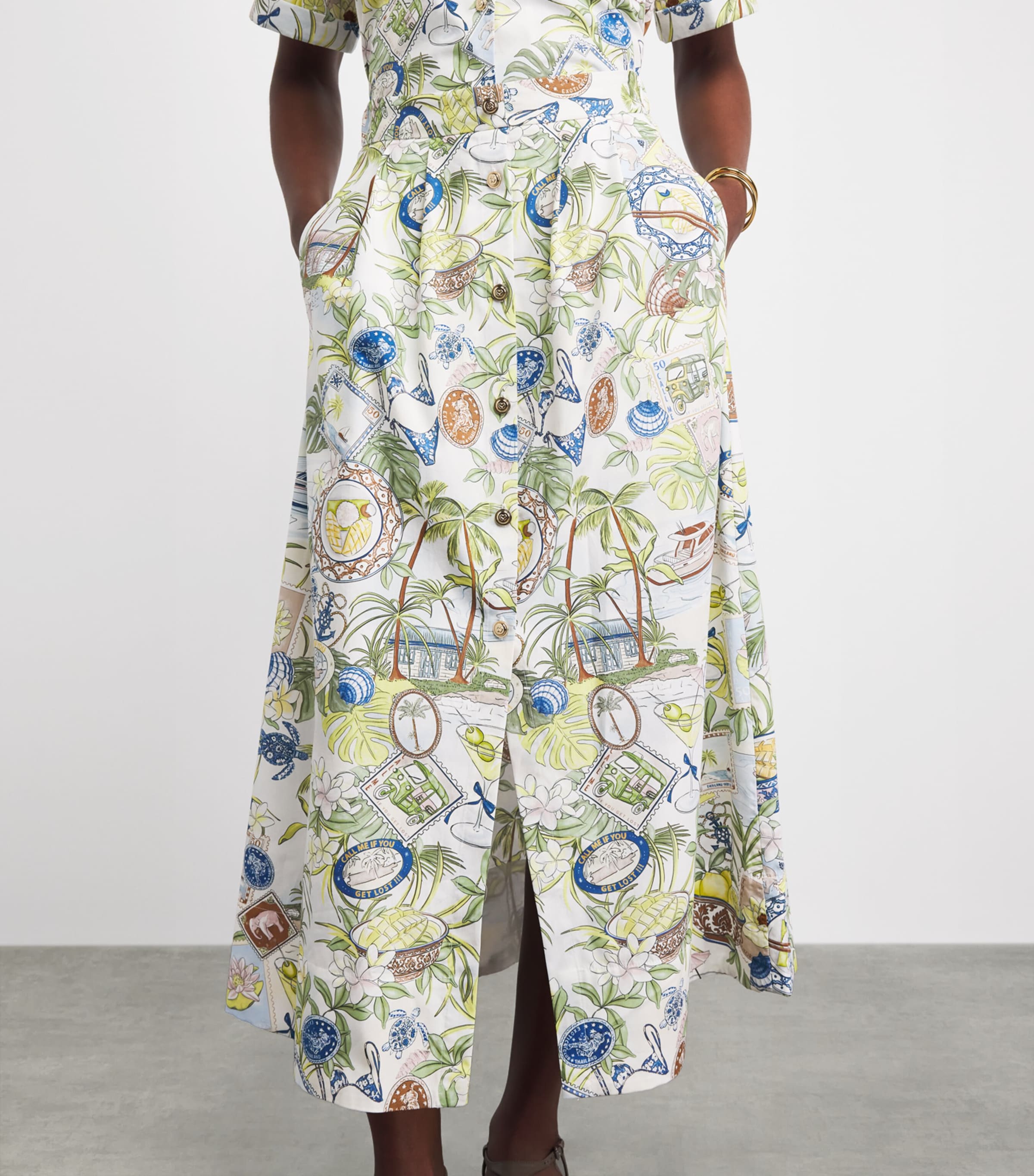 Maje Womens Postcard Print Maxi Skirt Postcard Print Image 3