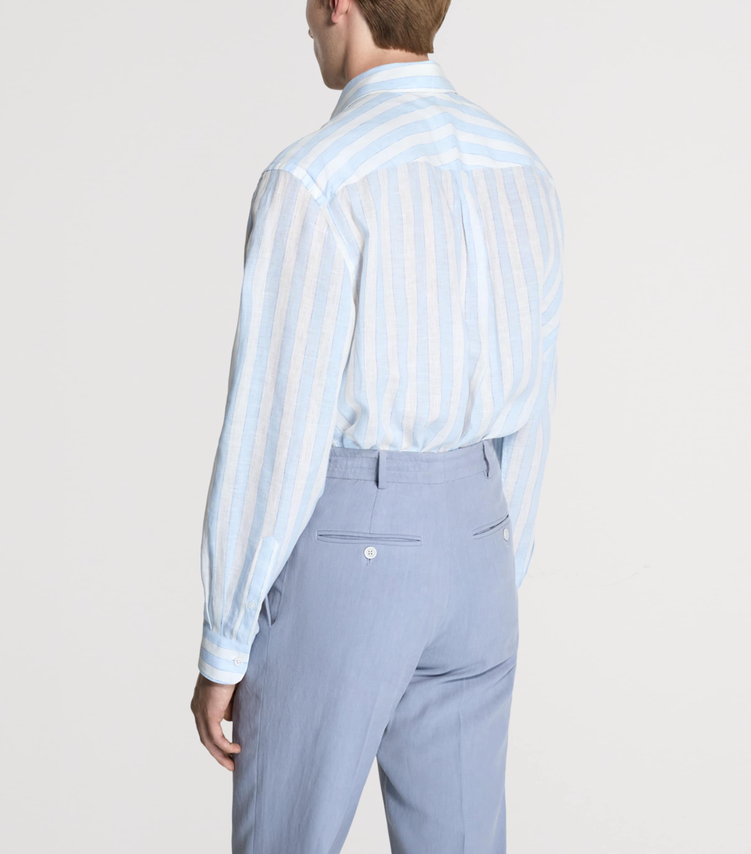 Dunhill Mens Linen Shirt Blue Image 3
