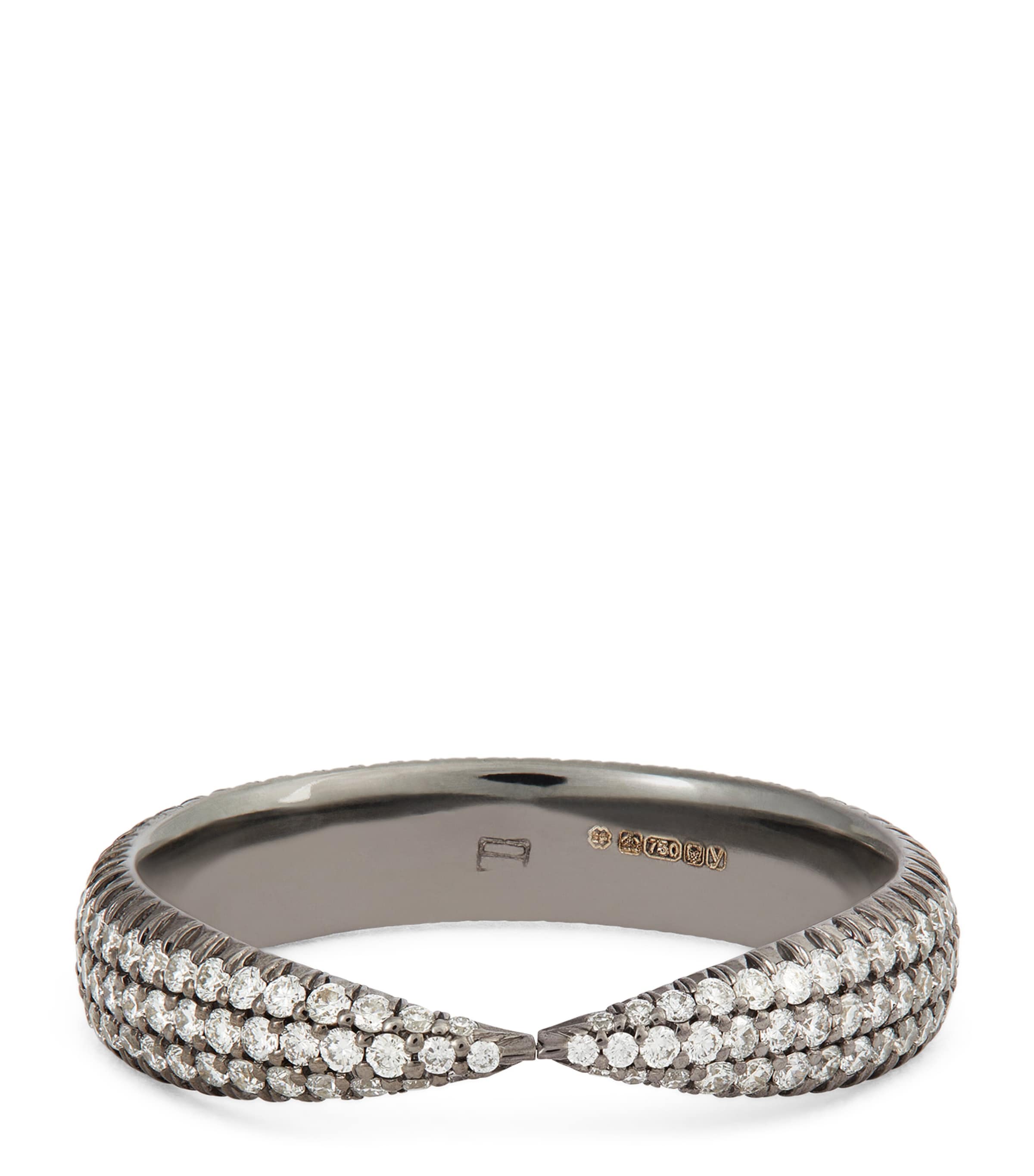 Eva Fehren Blackened White Gold And Diamond Kissing Claw Ring In White
