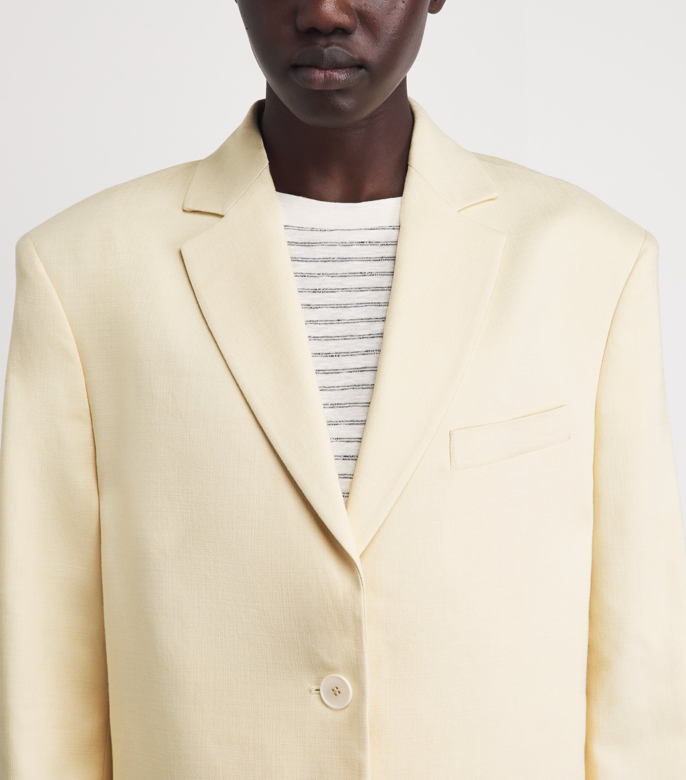 ANINE BING Womens Single-Breasted Quinn Blazer Cream Image 3