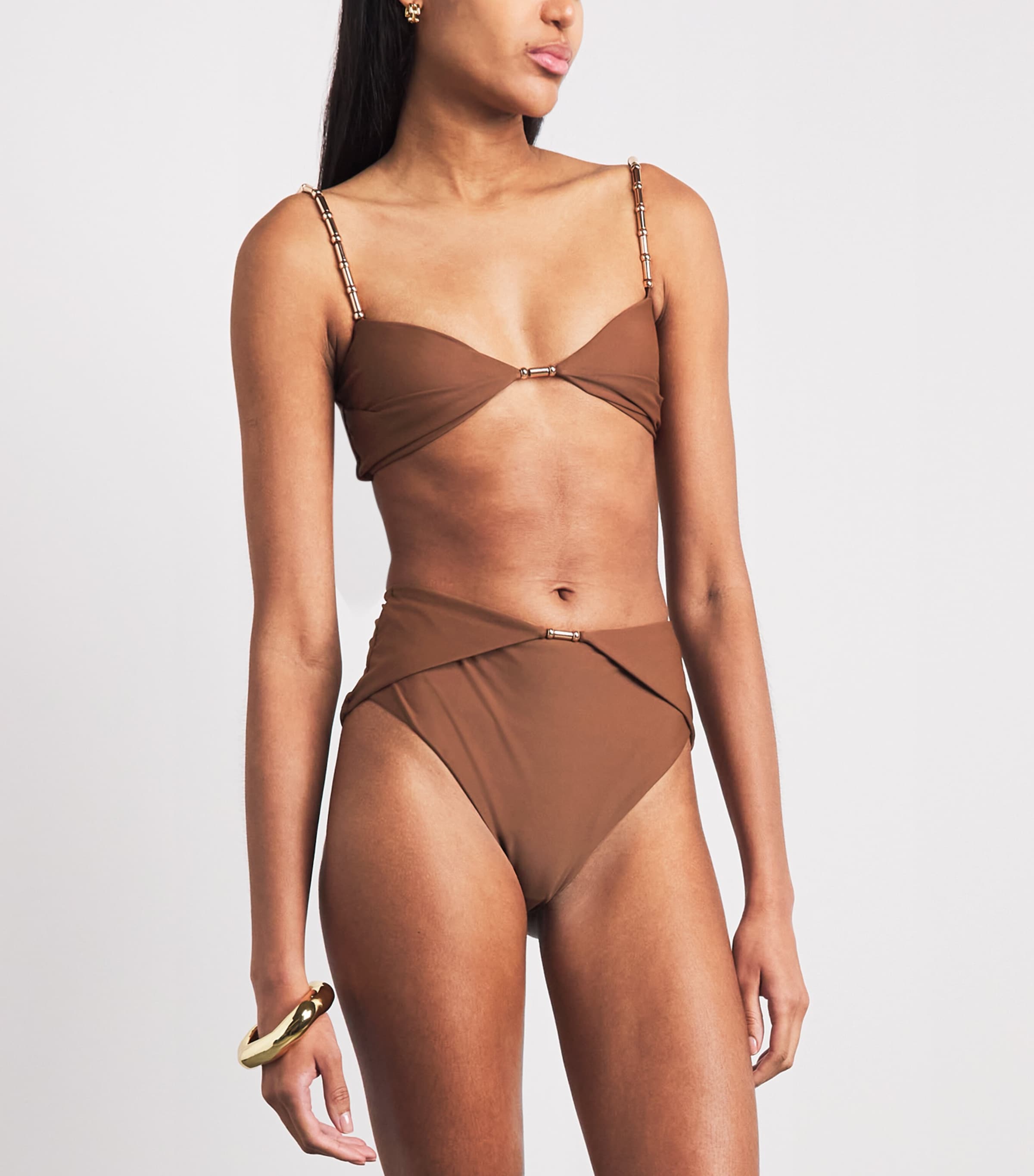 Devon Windsor Womens Draped Evalina Bikini Briefs Umber Image 2