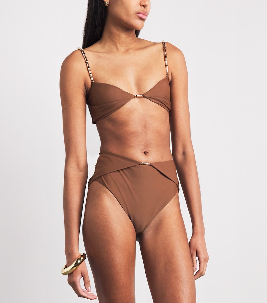 Devon Windsor Womens Draped Evalina Bikini Briefs Umber Image 2