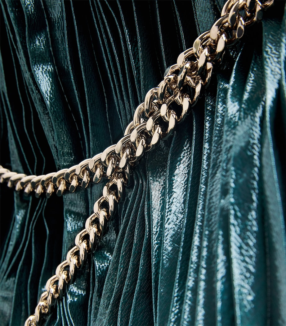 Metallic Pussybow Maxi Dress GREEN Image 5