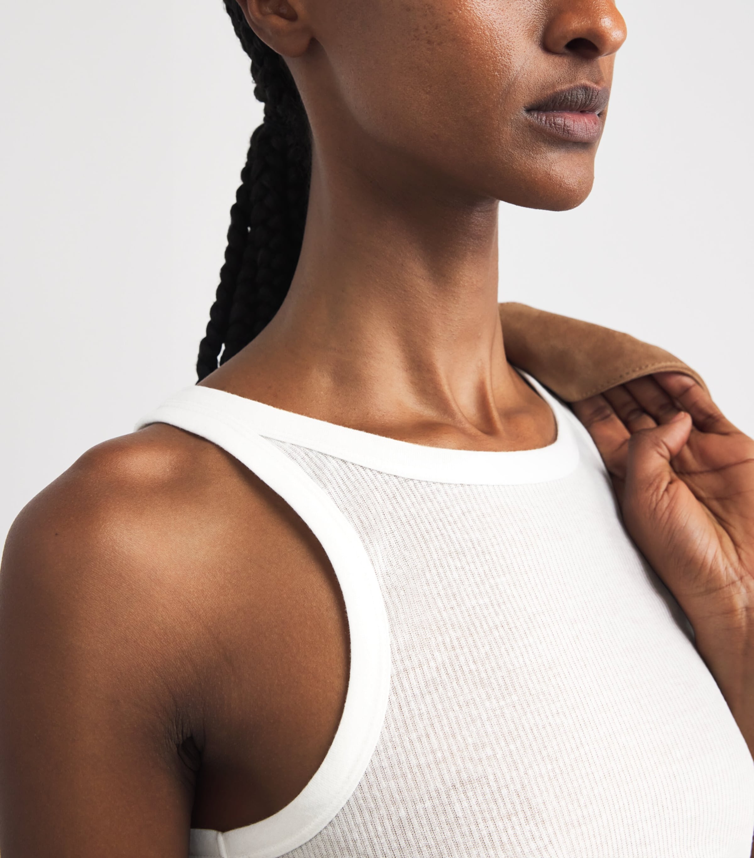 Skims Womens Semi-Sheer Ribbed Tank Top Snow Image 3