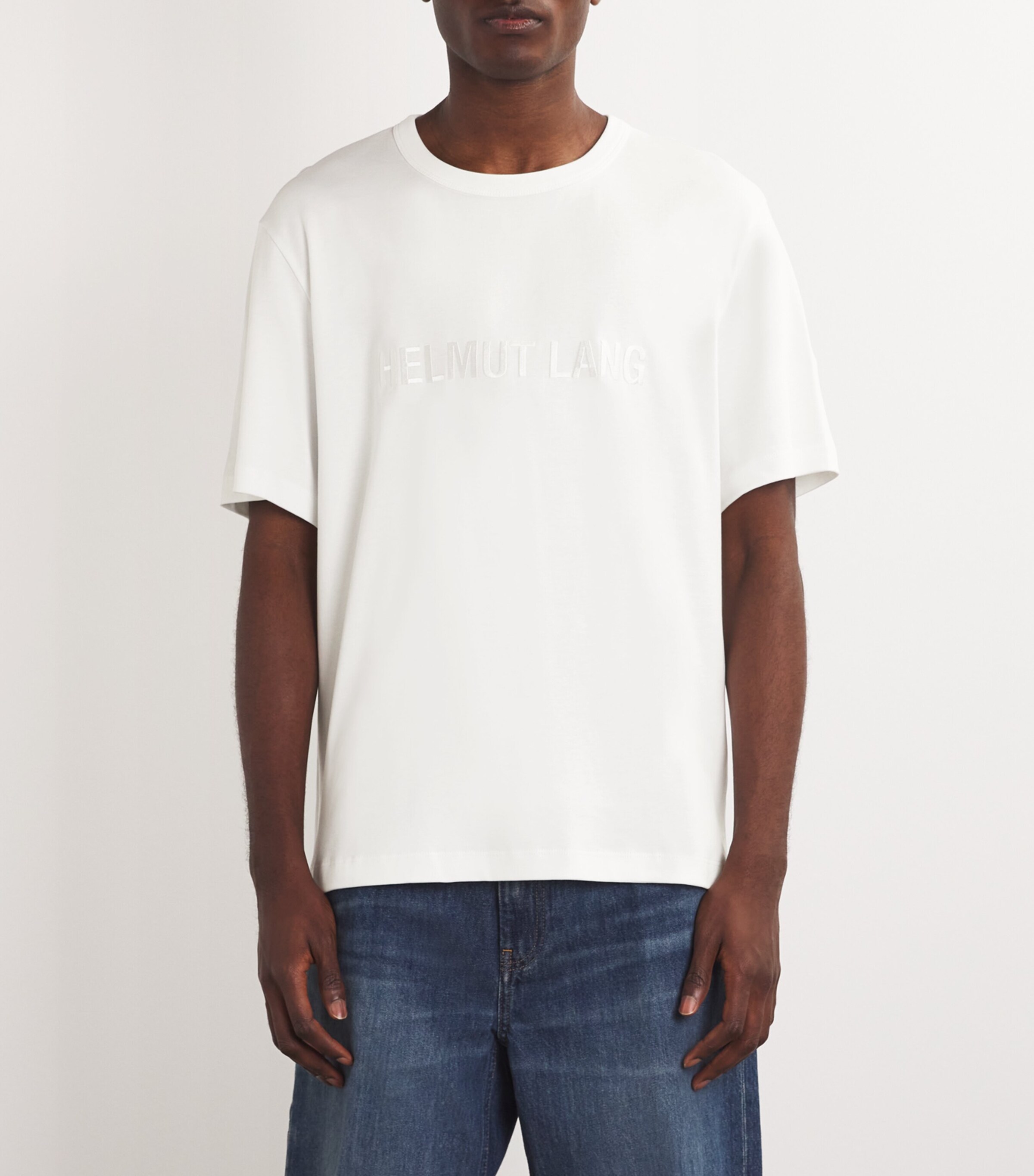 Helmut Lang Mens Embroidered Logo T-Shirt White Image 3