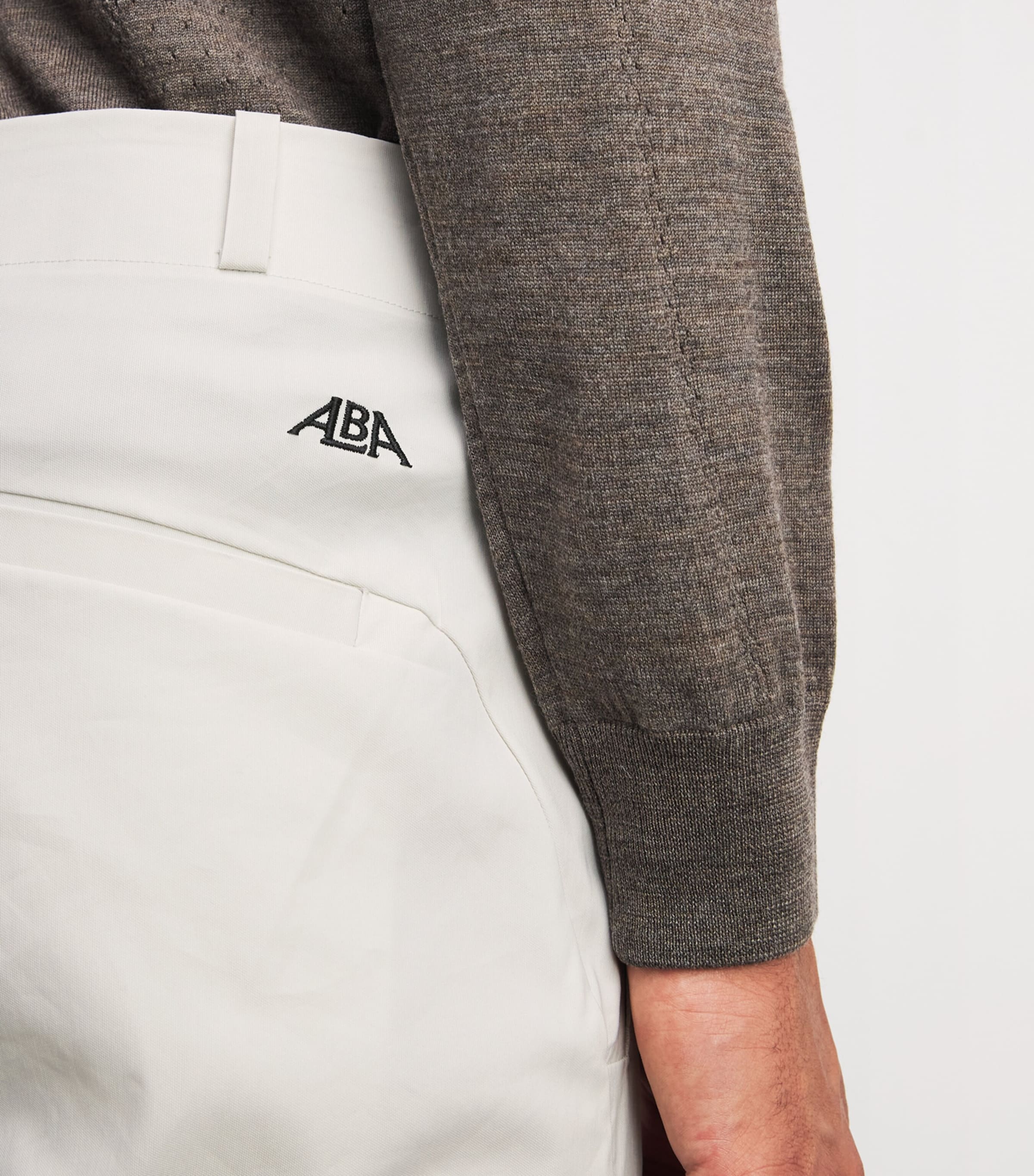 Alba Mens Cotton-Blend Techno Trousers Ivory Image 3