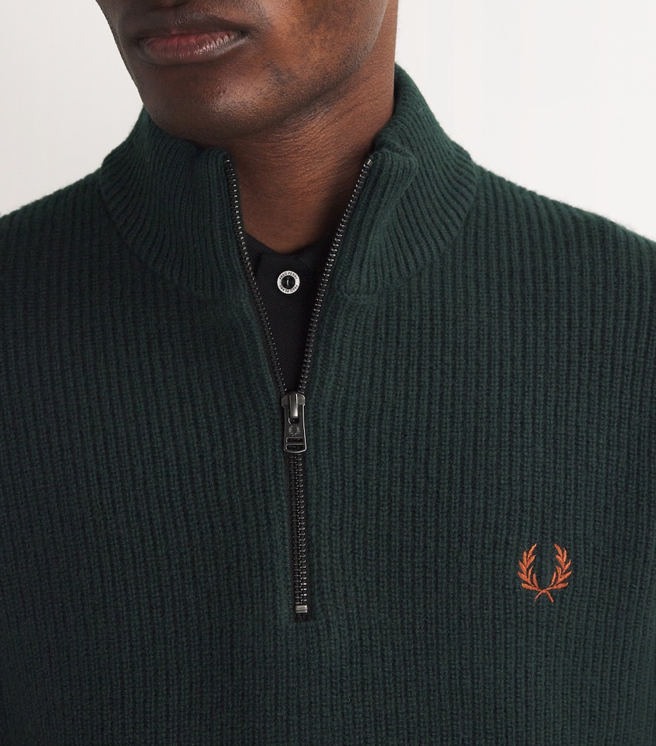 Wool Half-Zip Sweatshirt Q20-NIGHT GREEN Image 3
