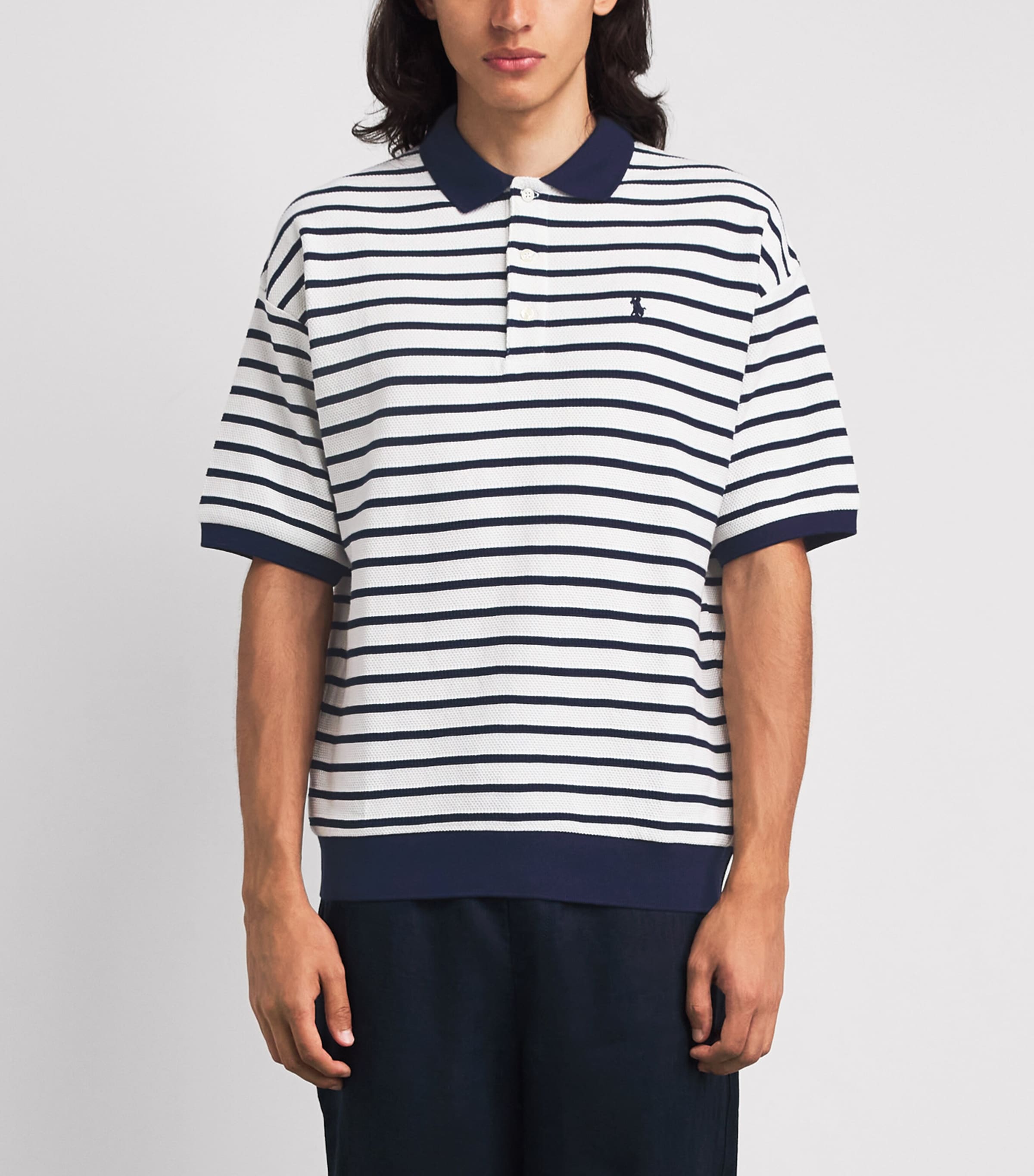Polo Ralph Lauren Mens Cotton Mesh Slim Polo Shirt Nevis/newport Navy Image 4