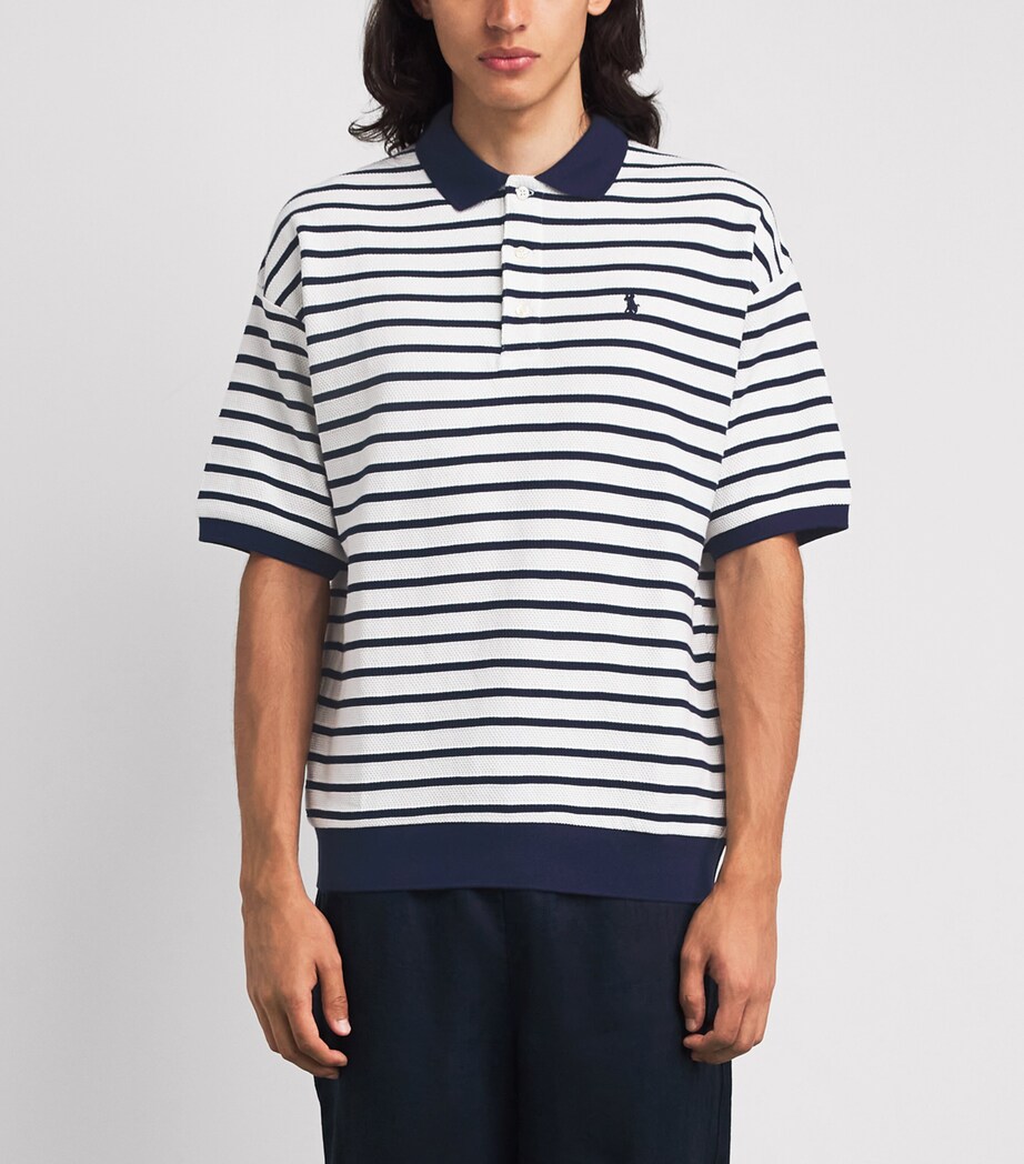 Polo Ralph Lauren Mens Cotton Mesh Slim Polo Shirt Nevis/newport Navy Image 4