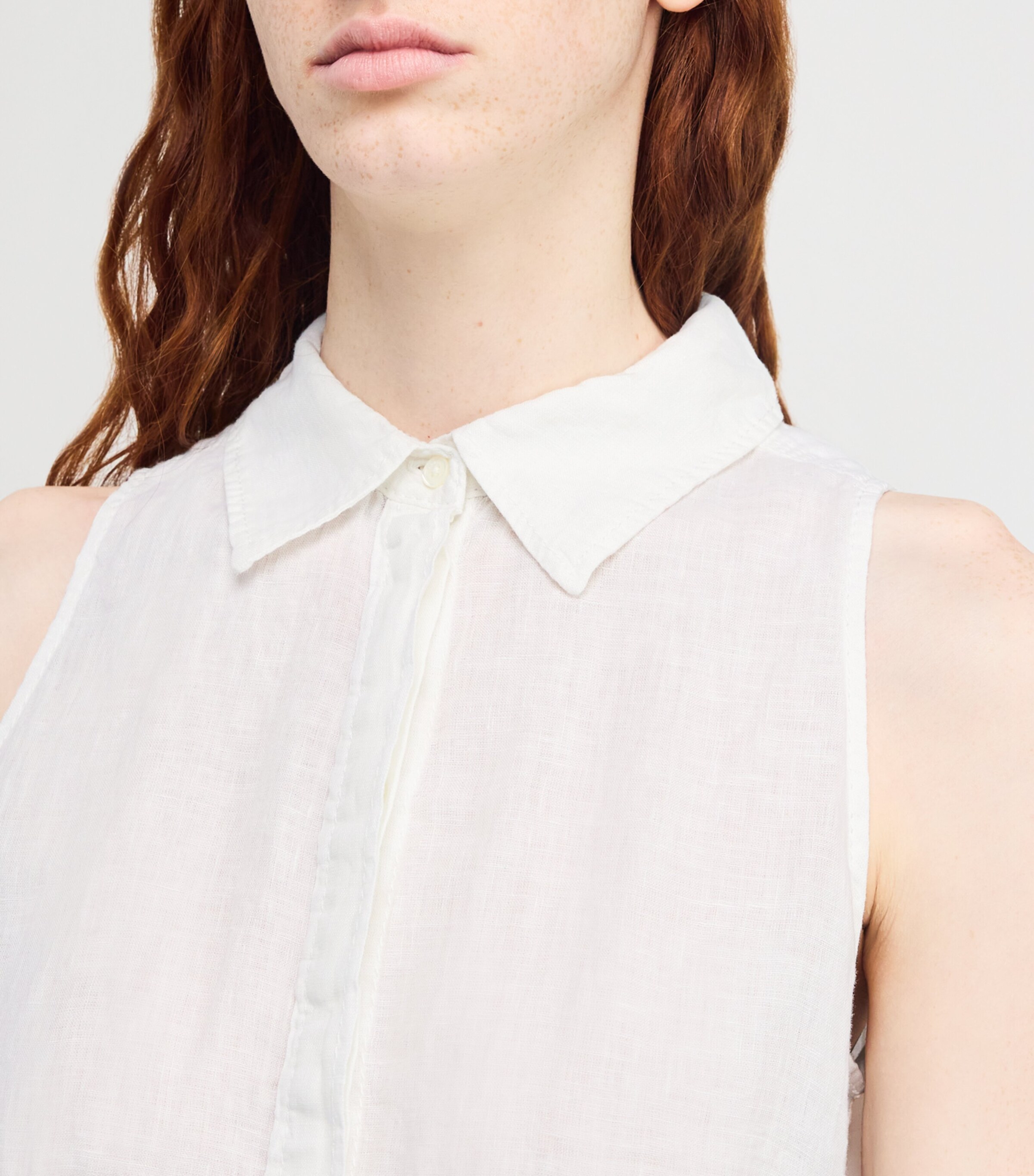 MAX&Co. Womens Linen Collar Top Optical White Image 6