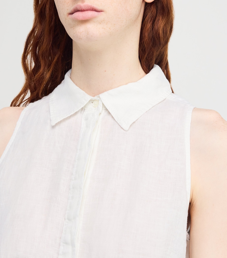 MAX&Co. Womens Linen Collar Top Optical White Image 6