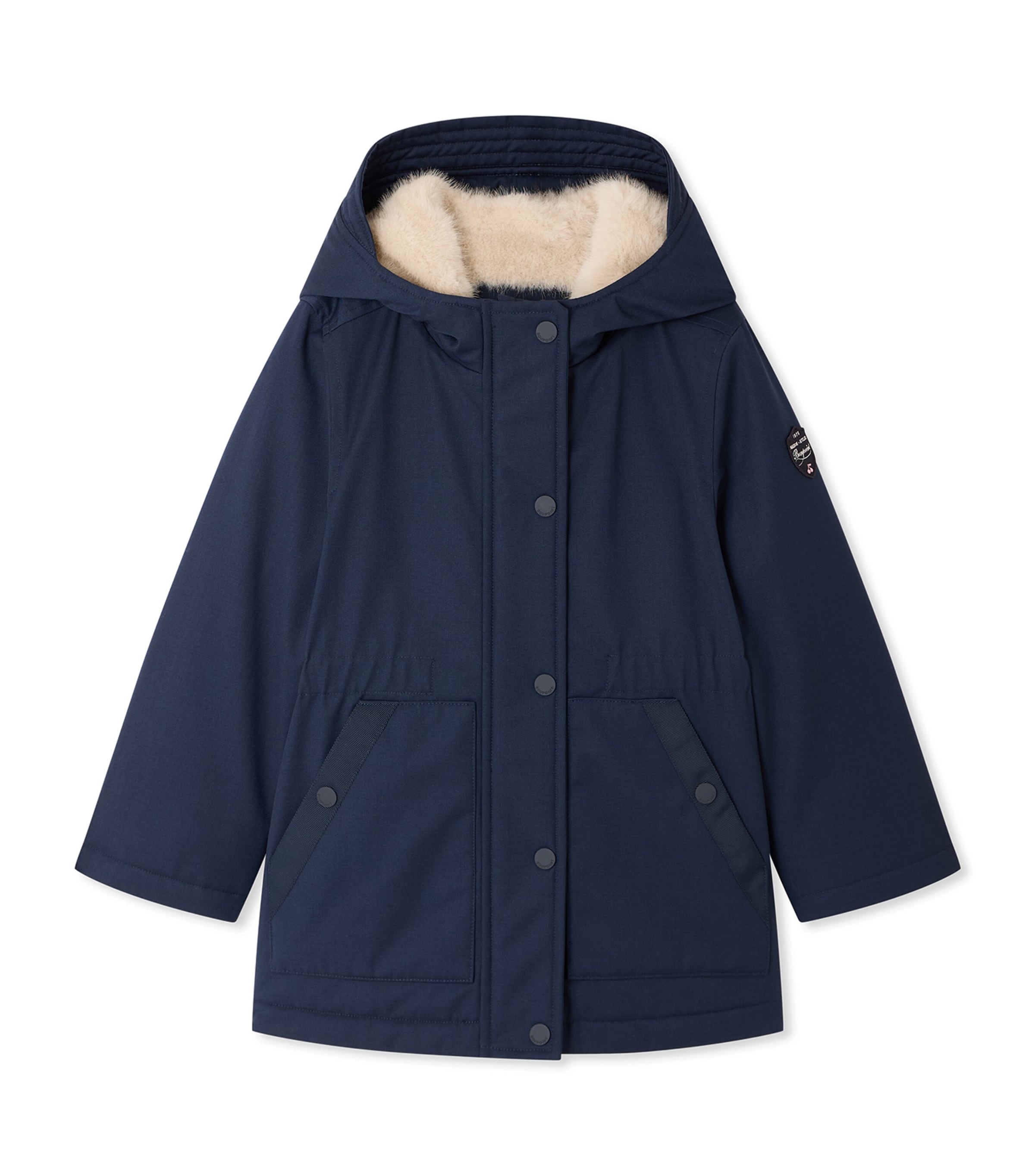 Bonpoint Faux Fur-Lined Hooded Coat (4-8 Years) Marine Image 1