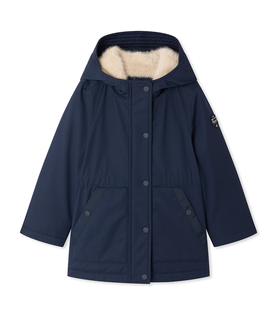 Bonpoint Faux Fur-Lined Hooded Coat (4-8 Years) Marine Image 1
