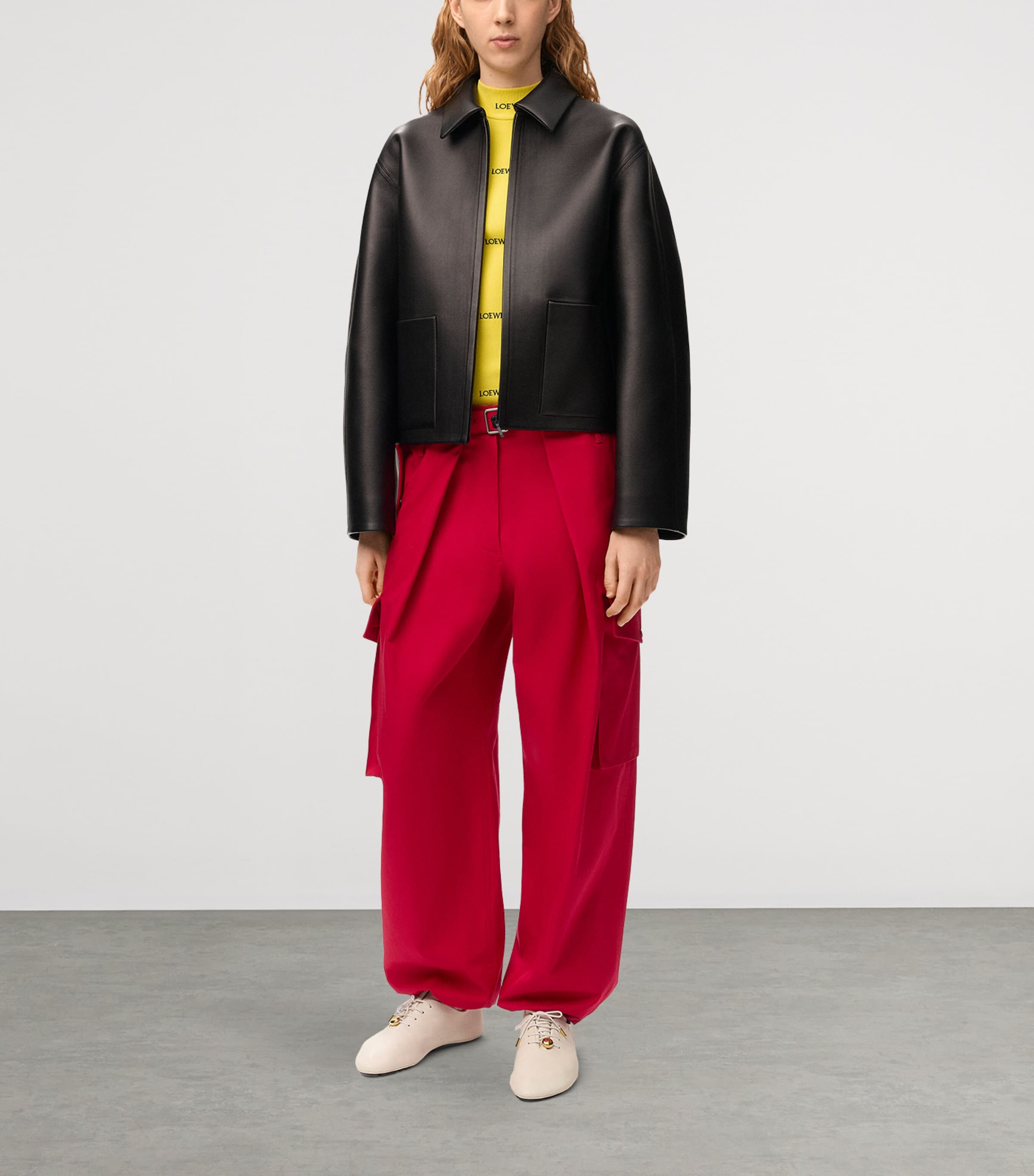 LOEWE Cotton-Silk Cargo Trousers Red Image 2