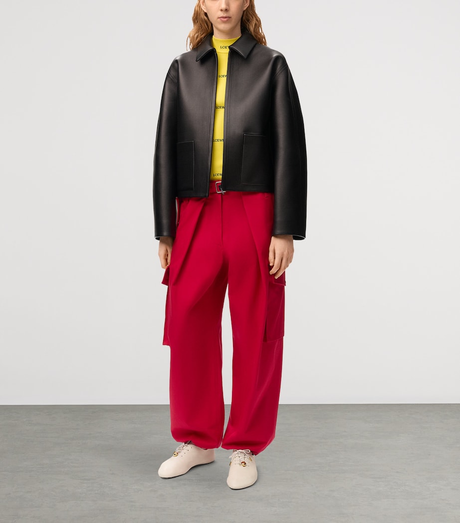LOEWE Cotton-Silk Cargo Trousers Red Image 2