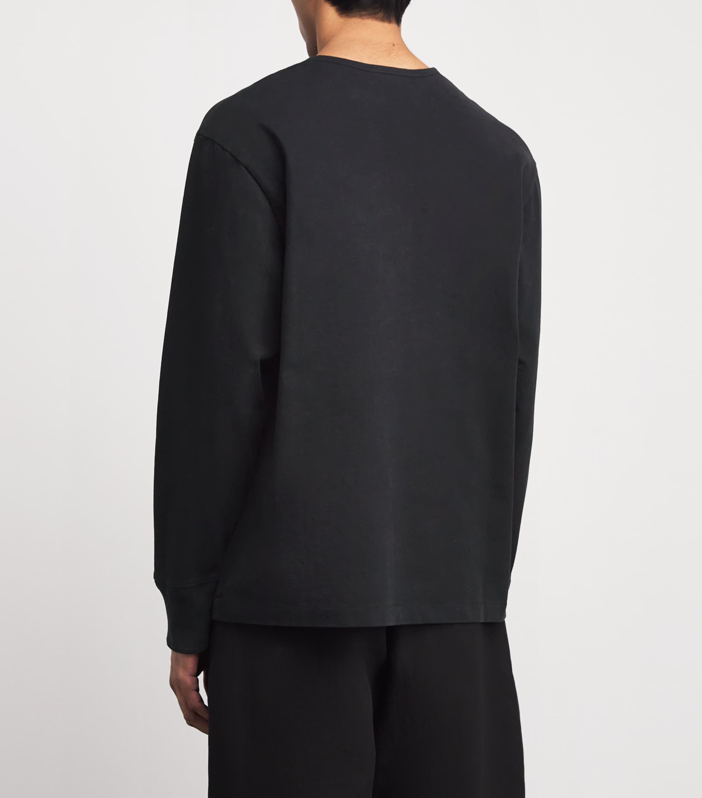 Cotton Henley T-Shirt BLACK Image 4