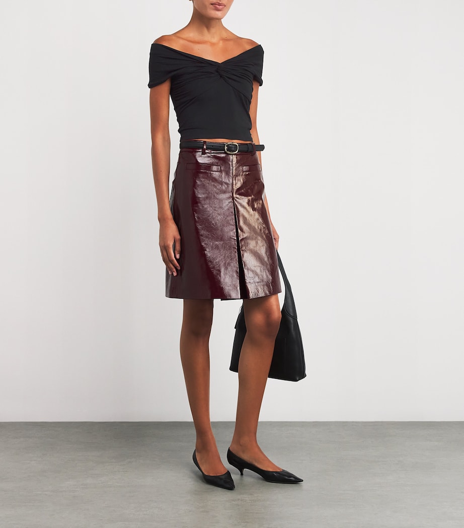 Stretch-Jersey Twist Off Crop Top BLACK001 Image 2