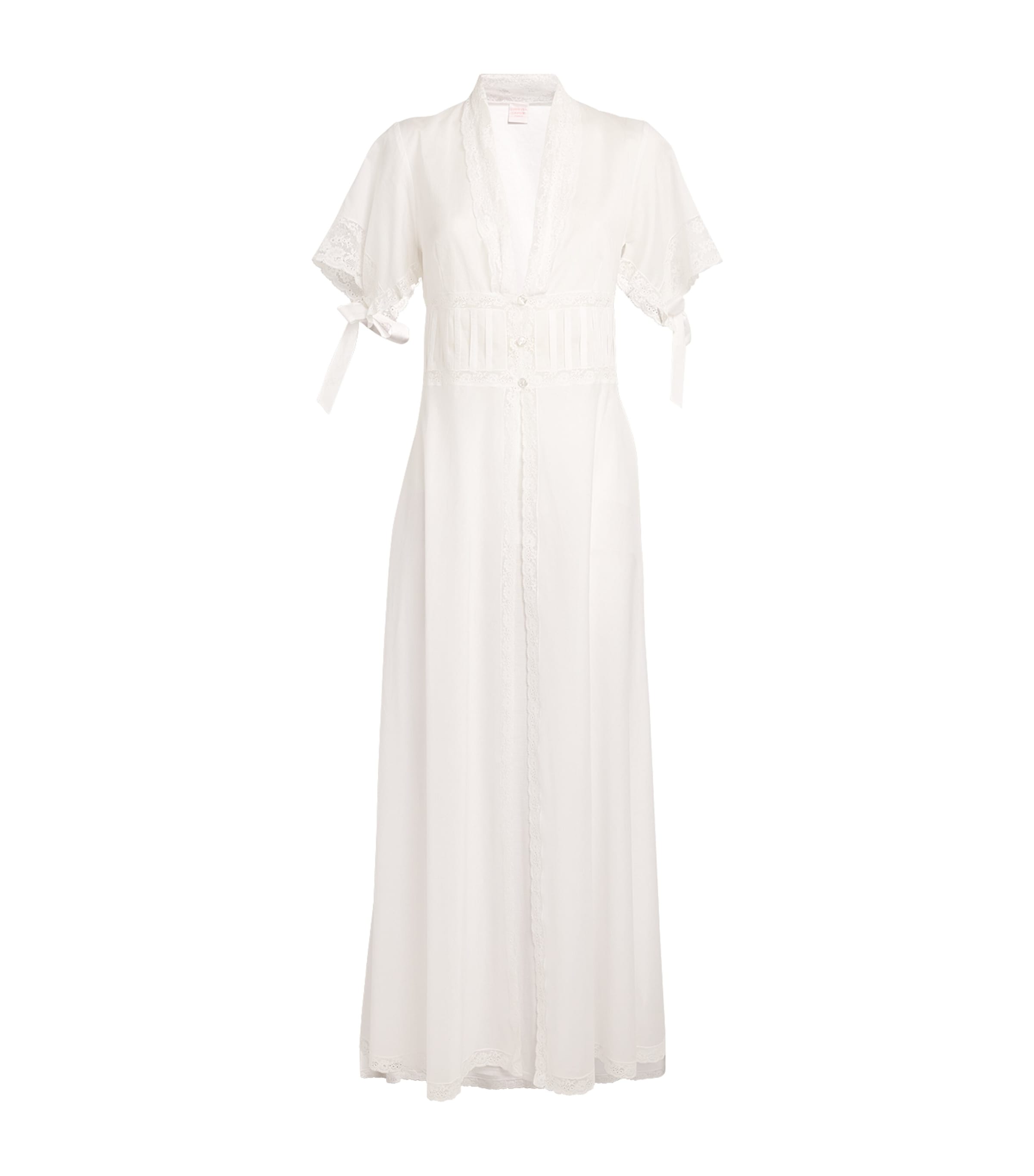 Loretta Caponi Cotton Minu Robe In White