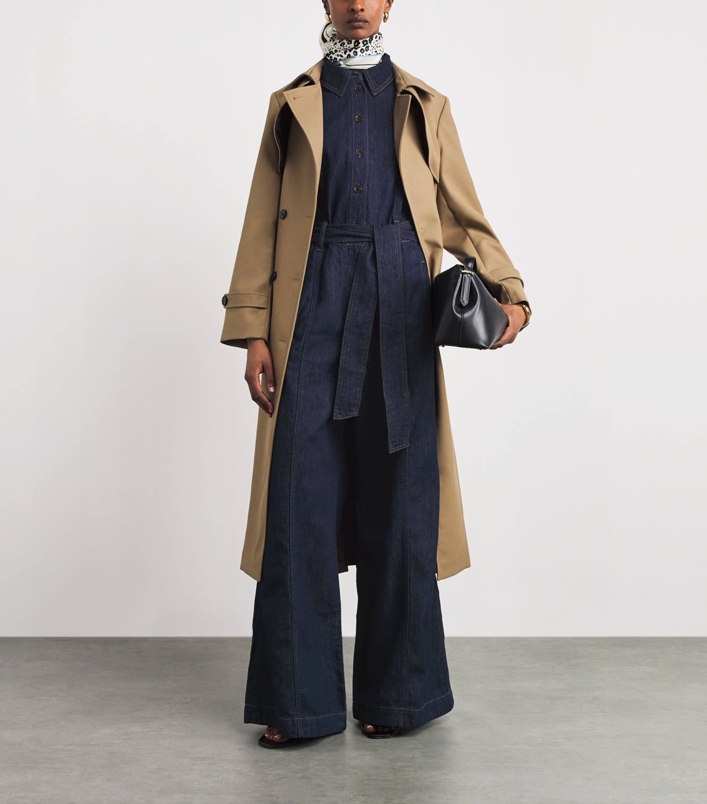 ME+EM Womens AM-PM Denim Jumpsuit Rinse Wash Image 2