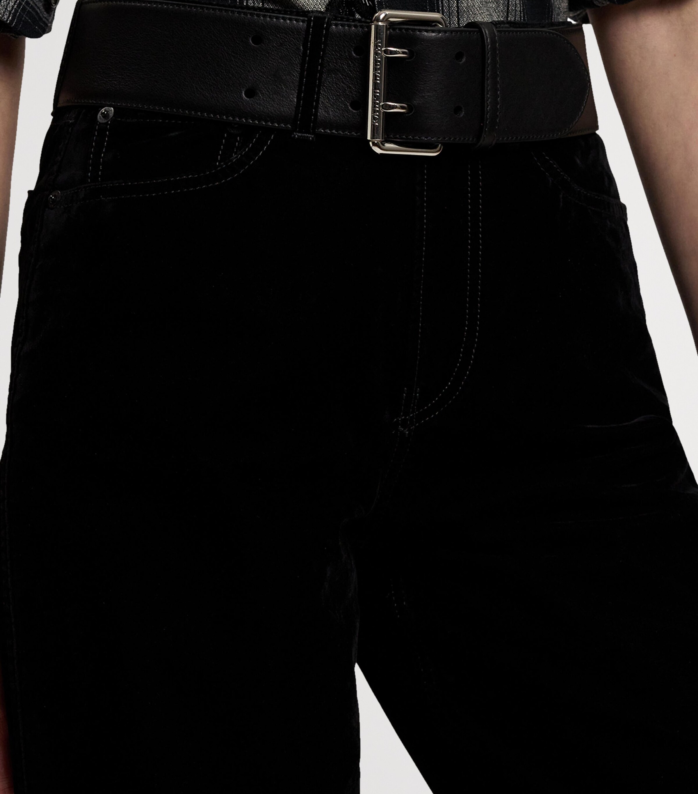 Flocked Mae Wide-Leg Jeans BLACK Image 3