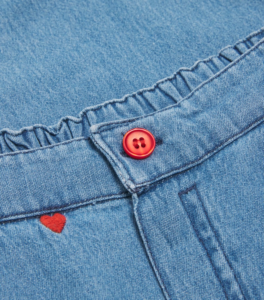 Mini Rodini Organic Cotton Embroidered Heart Jeans (3-11 Years) Blue Image 3